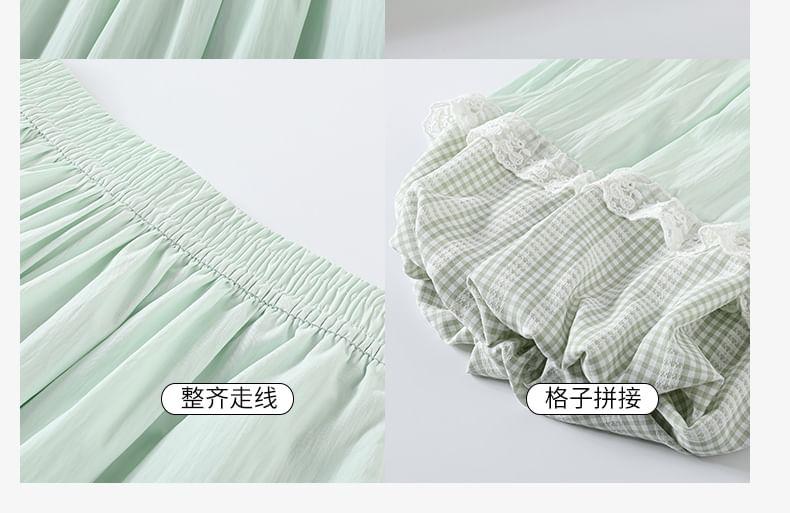 High Rise Plaid Ruffle Panel Harem Pants Product Image