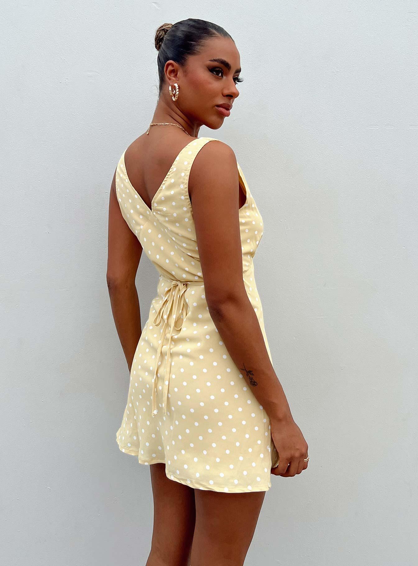 Nellie Mini Dress Yellow Polka Dot Product Image