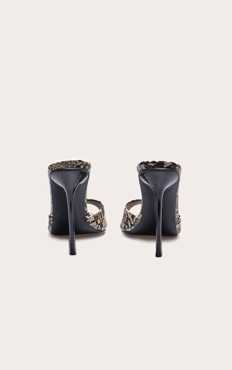 Snake Pu Point Toe High Stiletto Heeled Mules Product Image