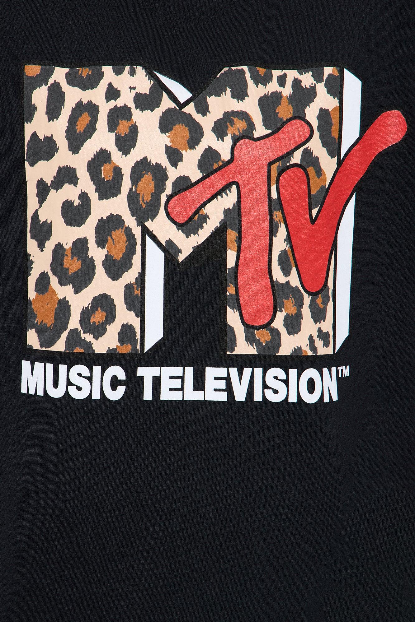 MTV Leopard Oversized Tee - Black Female Product Image