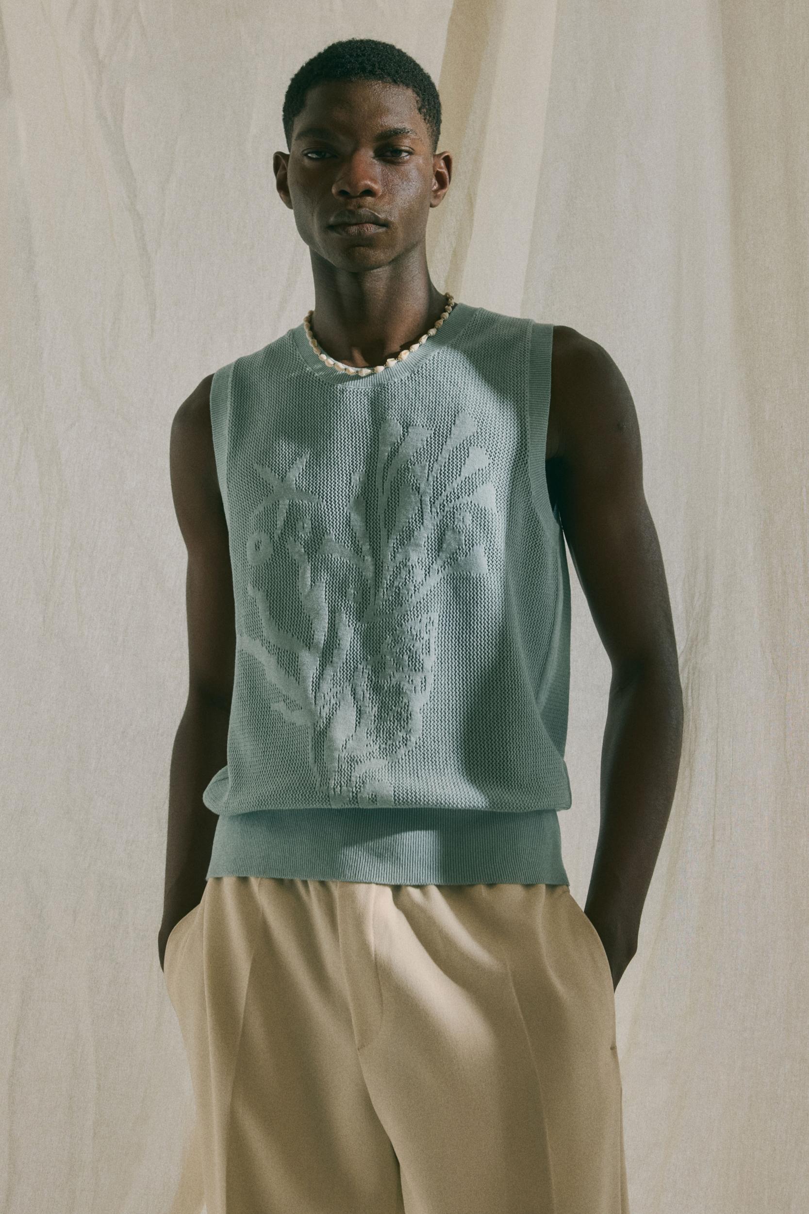 Slim-Fit Jacquard-Knit Sweater Vest Product Image