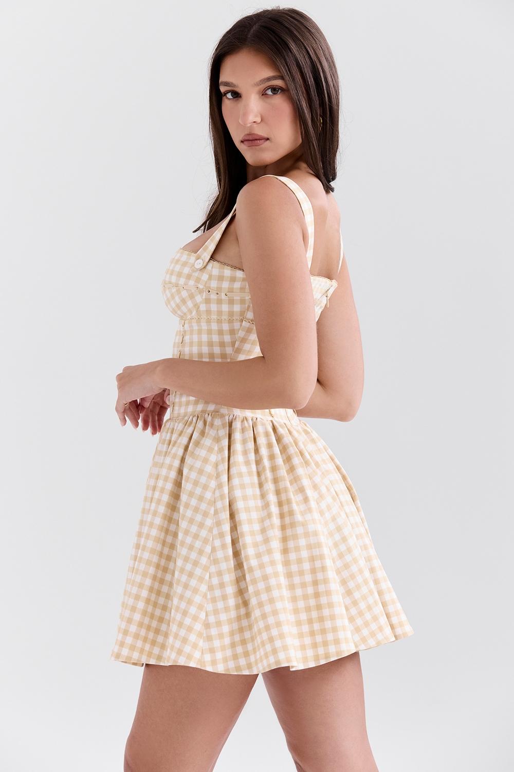 Isadora  gingerbread gingham mini dress Product Image