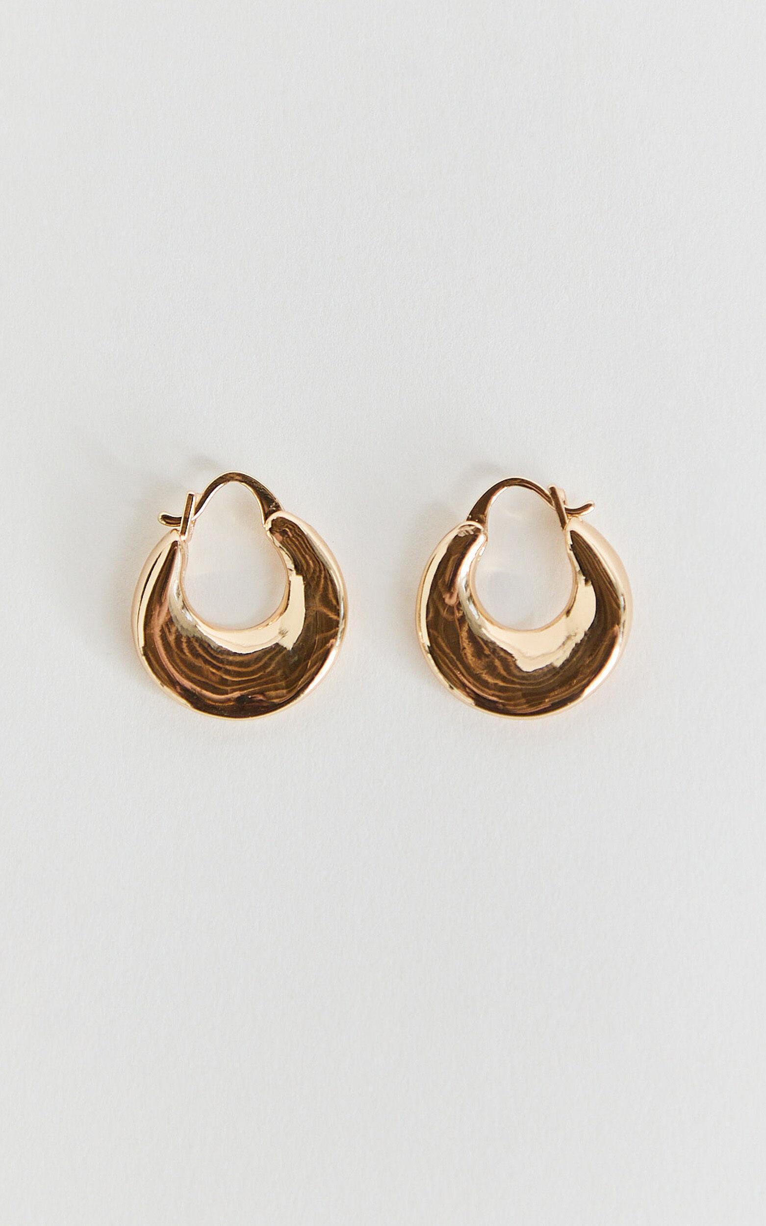 Ursula Earrings - Hammered Hoop Earrings in Gold Product Image