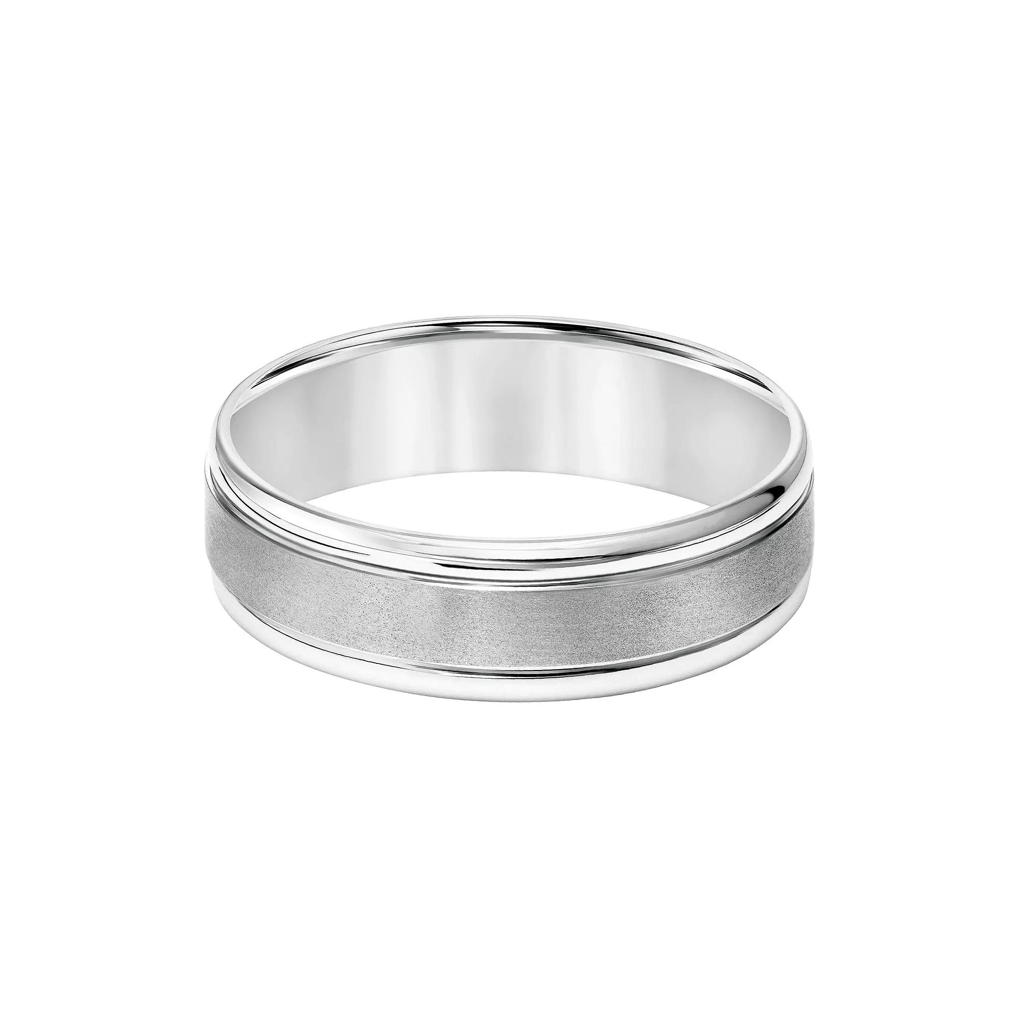 Men's AXL 14k White Gold Brushed Stripe Wedding Band, Size: 8.50 Product Image