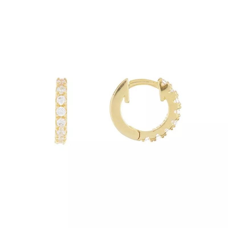 Adornia Silver Tone Cubic Zirconia Huggie Earrings, Women's, Gold Tone Product Image