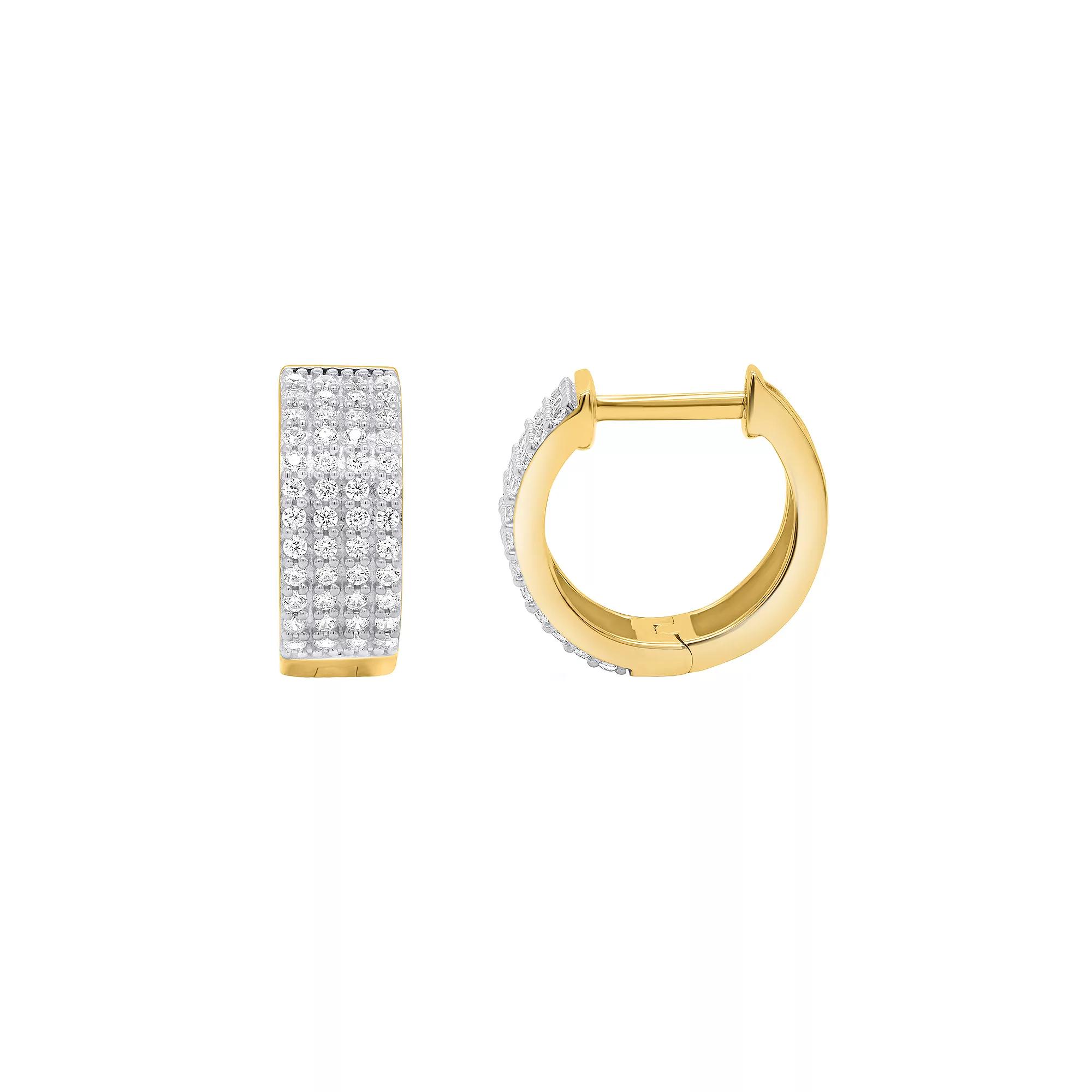 14k Gold Over Silver 1/2 Carat T.W. Diamond Hoop Earrings, Women's, Gold Tone Product Image