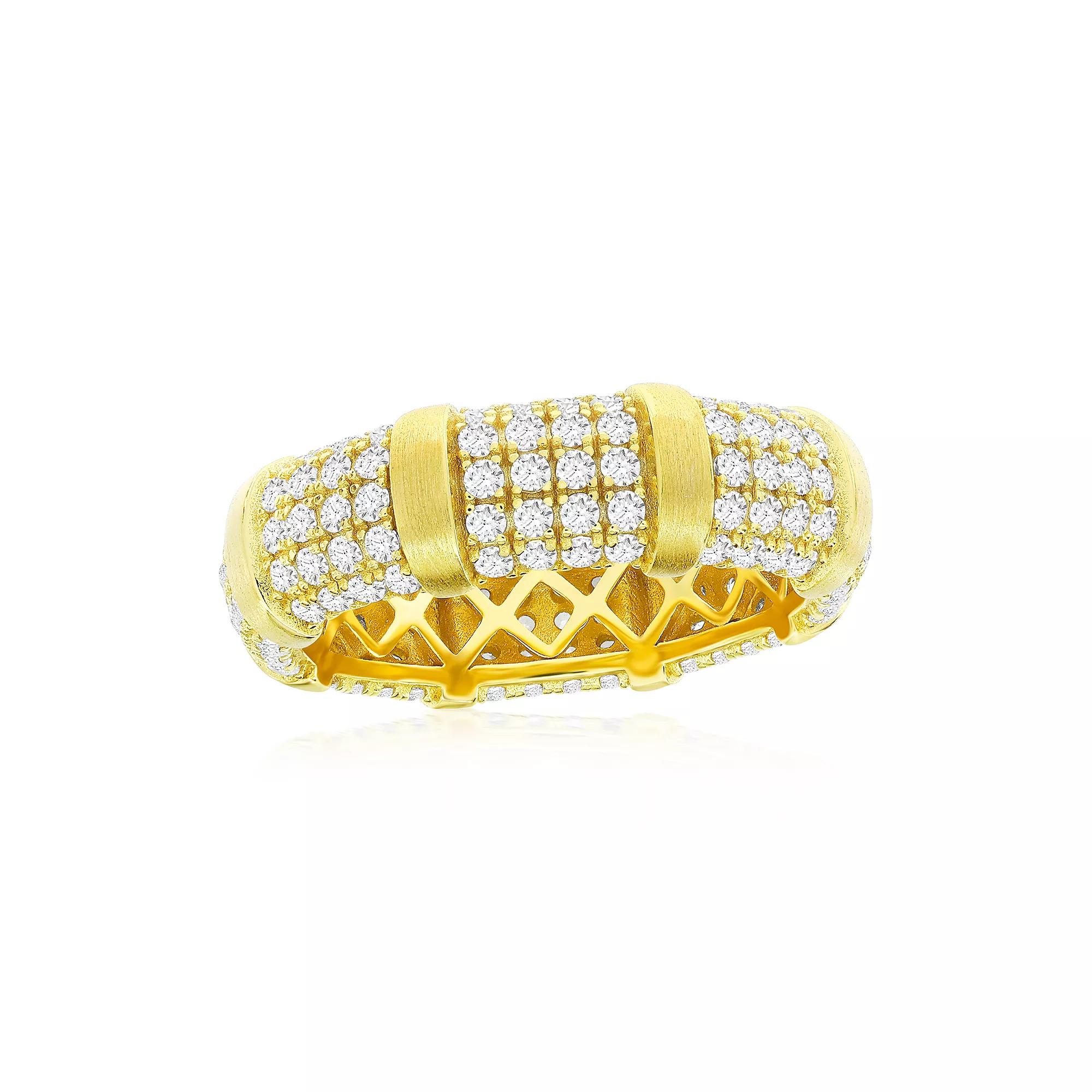 Argento Bella Gold Tone Sterling Silver Cubic Zirconia Pave Matte Eternity Ring, Women's, Size: 8 Product Image