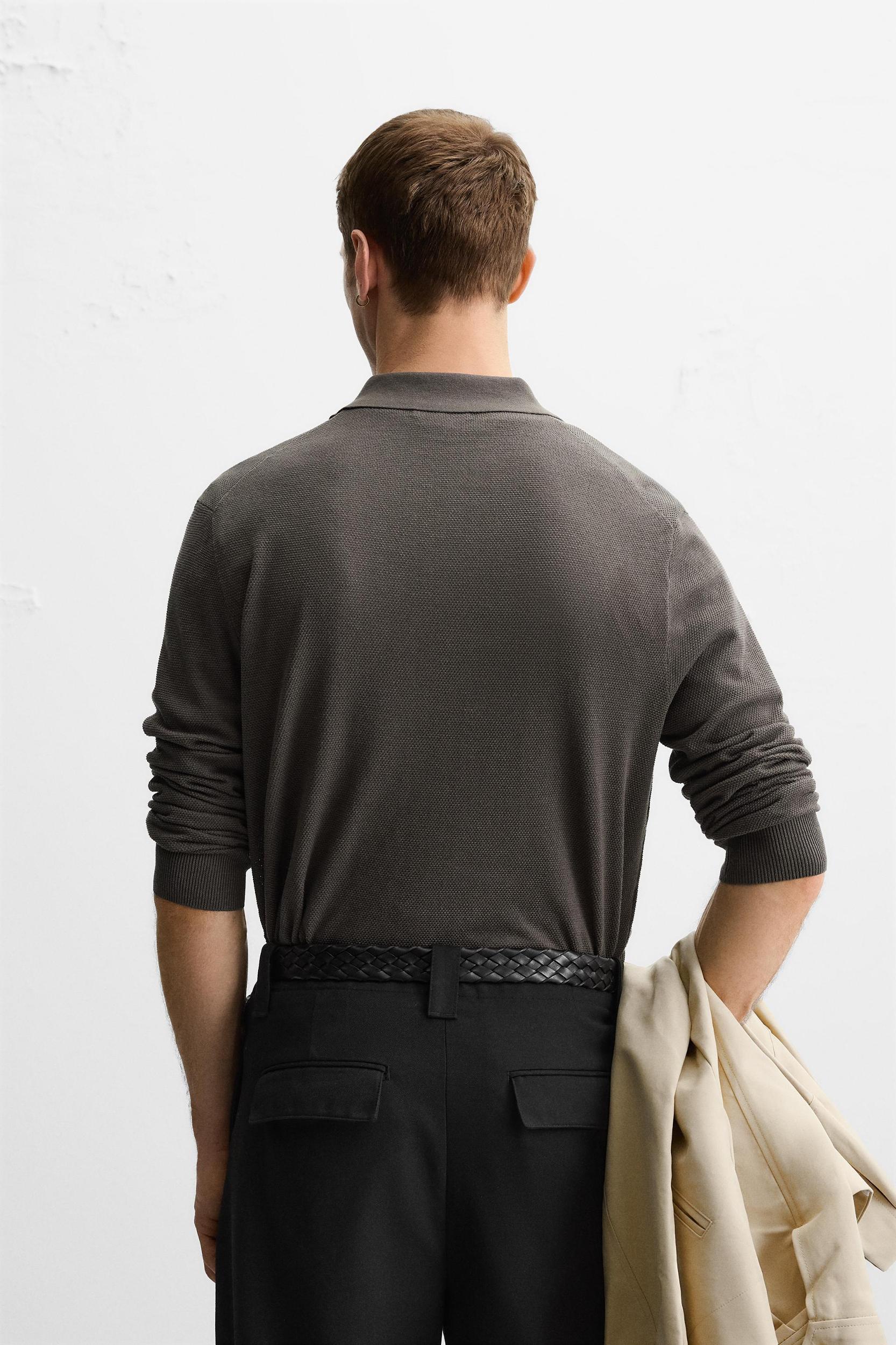 SILK COTTON KNIT POLO Product Image