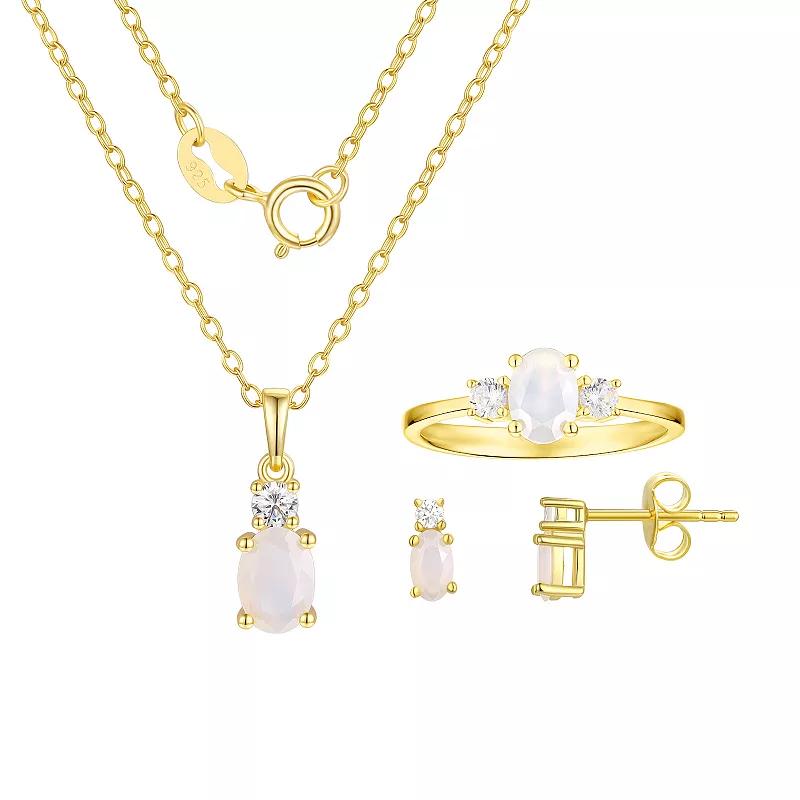 Argento Forte 14k Gold Over Silver Simulated Birthstone & Cubic Zirconia Pendant, Ring, & Earring Trio Set, Women's, June Product Image