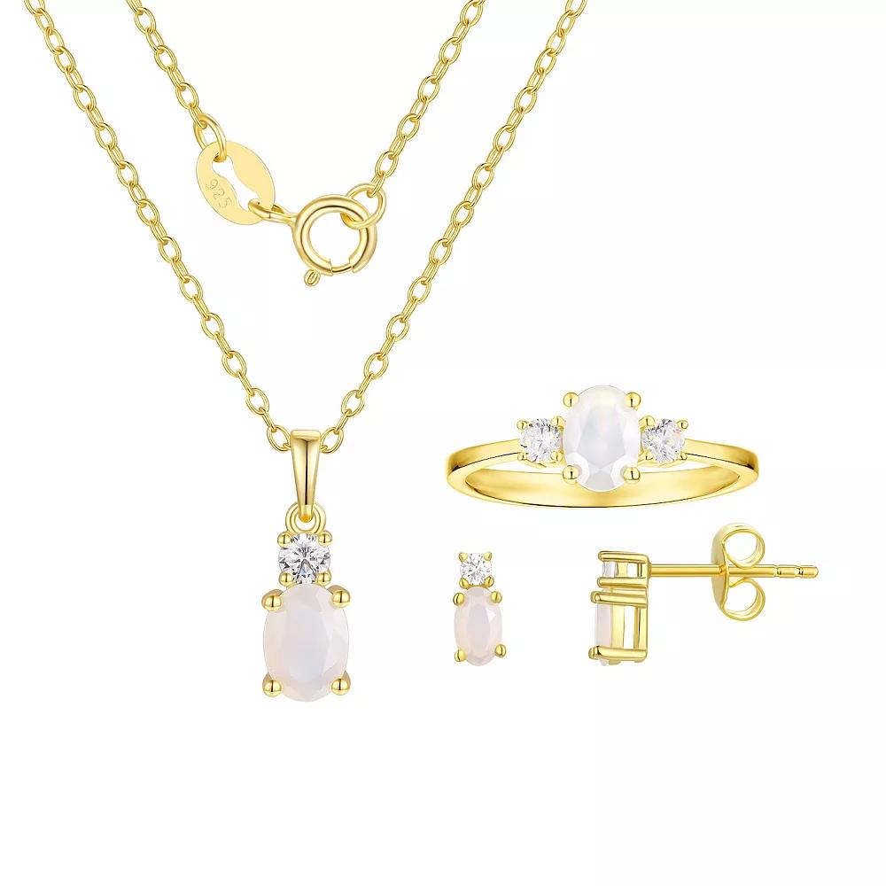 Argento Forte 14k Gold Over Silver Simulated Birthstone & Cubic Zirconia Pendant, Ring, & Earring Trio Set, Women's, June Product Image