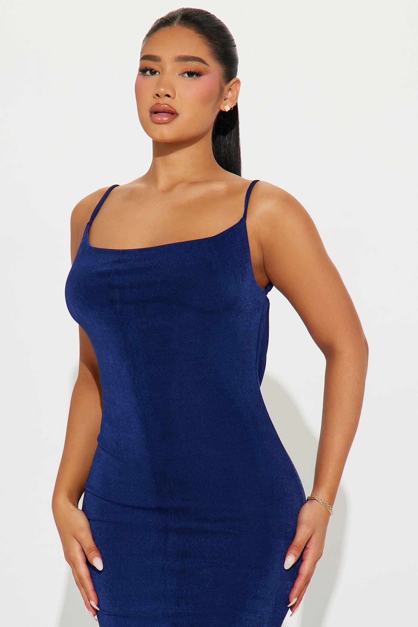 Hailey Slinky Maxi Dress - Navy Product Image