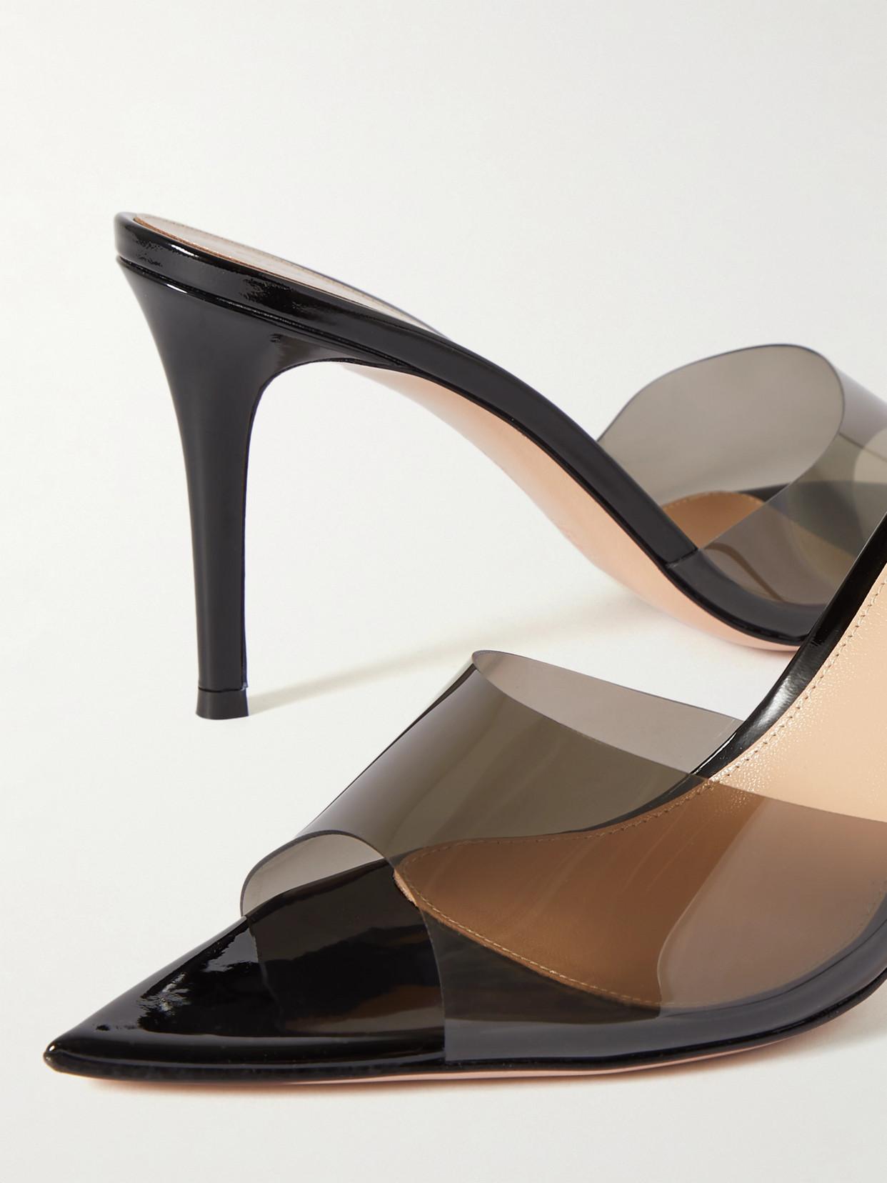 GIANVITO ROSSI Elle 85 Pvc And Patent-leather Mules In Black Product Image