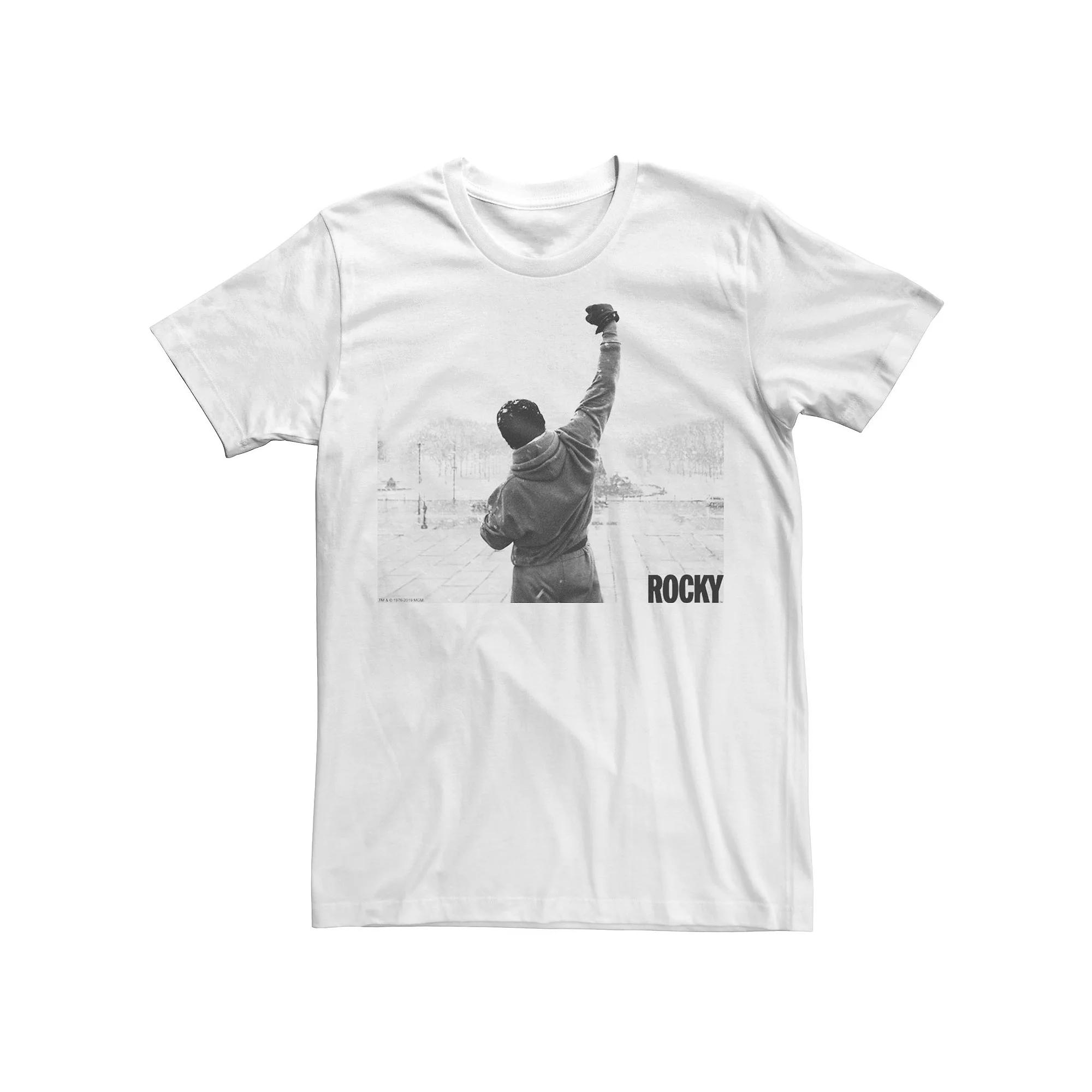 Men's Rocky Fist Raise Grey Scale Movie Poster Graphic Tee,  Product Image