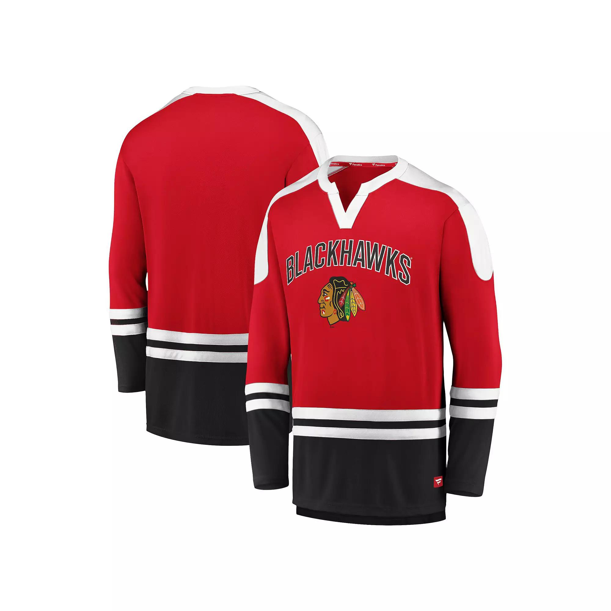 Men's Fanatics Branded Red/Black Chicago Blackhawks Iconic Slapshot Long Sleeve T-Shirt,  Product Image