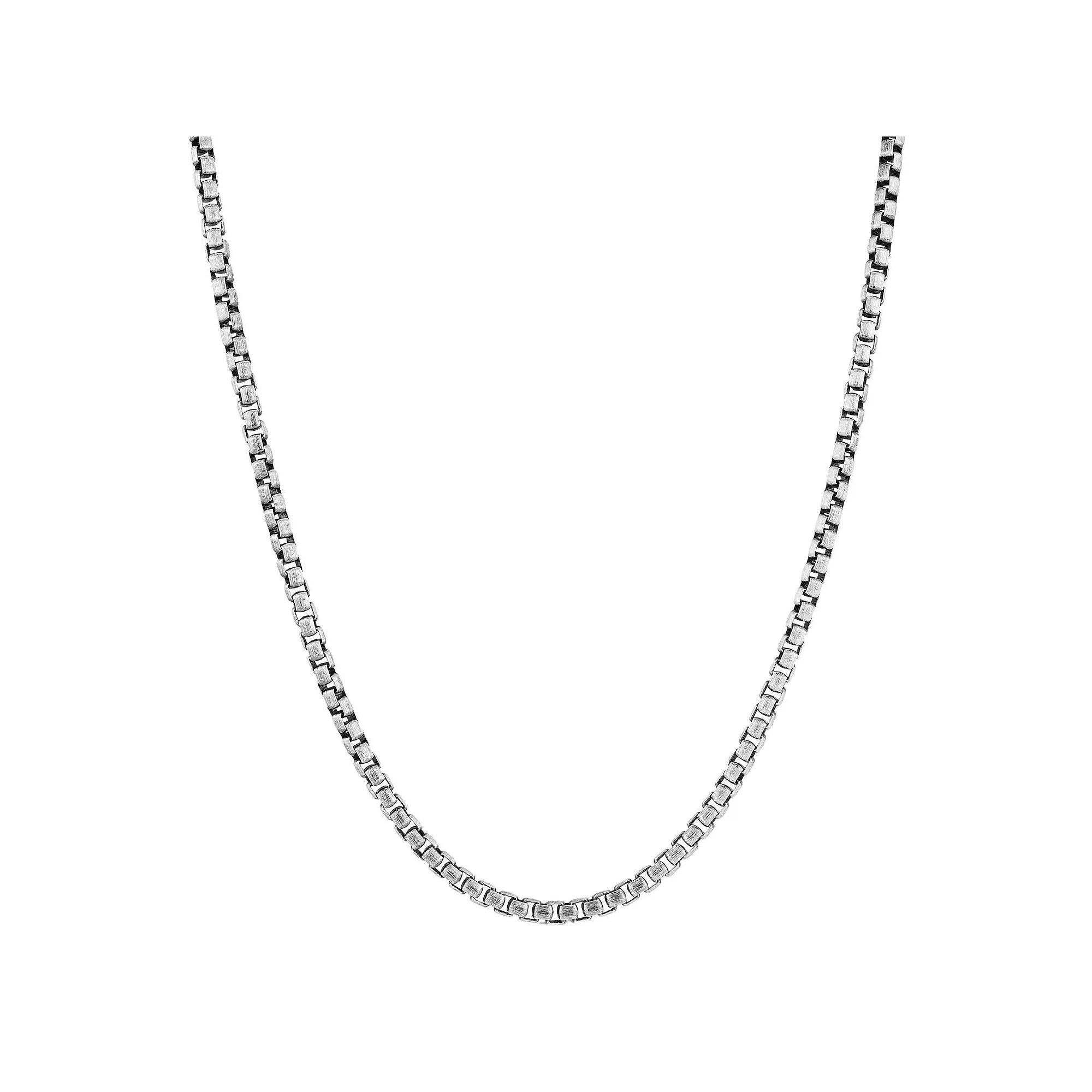 Men's Menster Sterling Silver Oxidized 3 mm Box Necklace, Size: 20", Oxidized Sterling Product Image