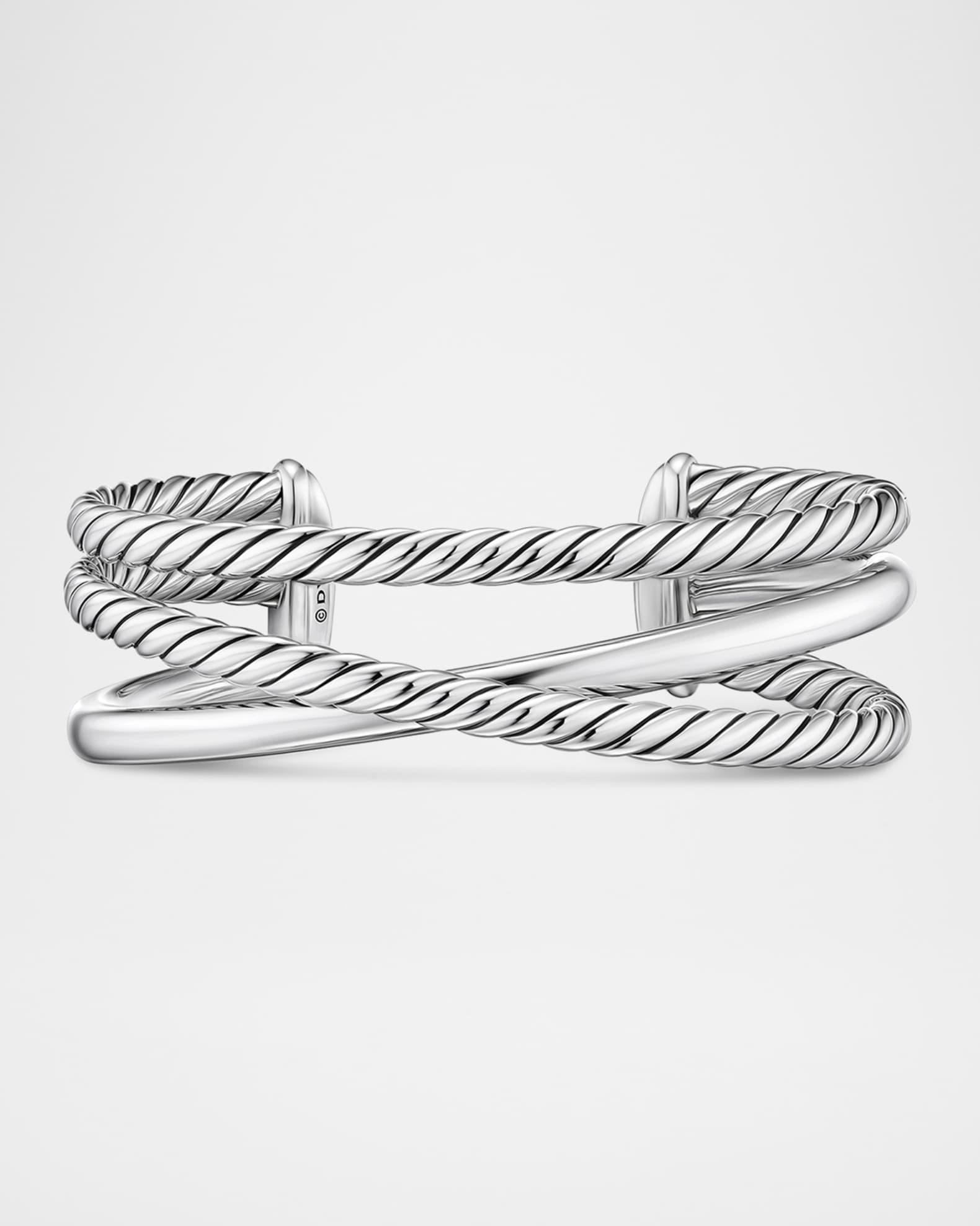 Bold Crossover 3 Row Bracelet in Sterling Silver, 20mm Product Image
