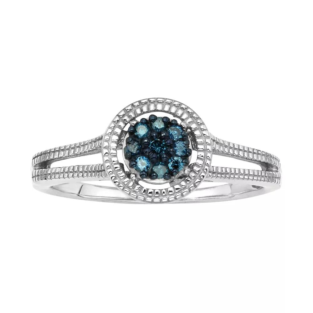 Jewelexcess Sterling Silver 1/10-ct. T.W. Blue Diamond Cluster Ring, Women's, Size: 8 Product Image