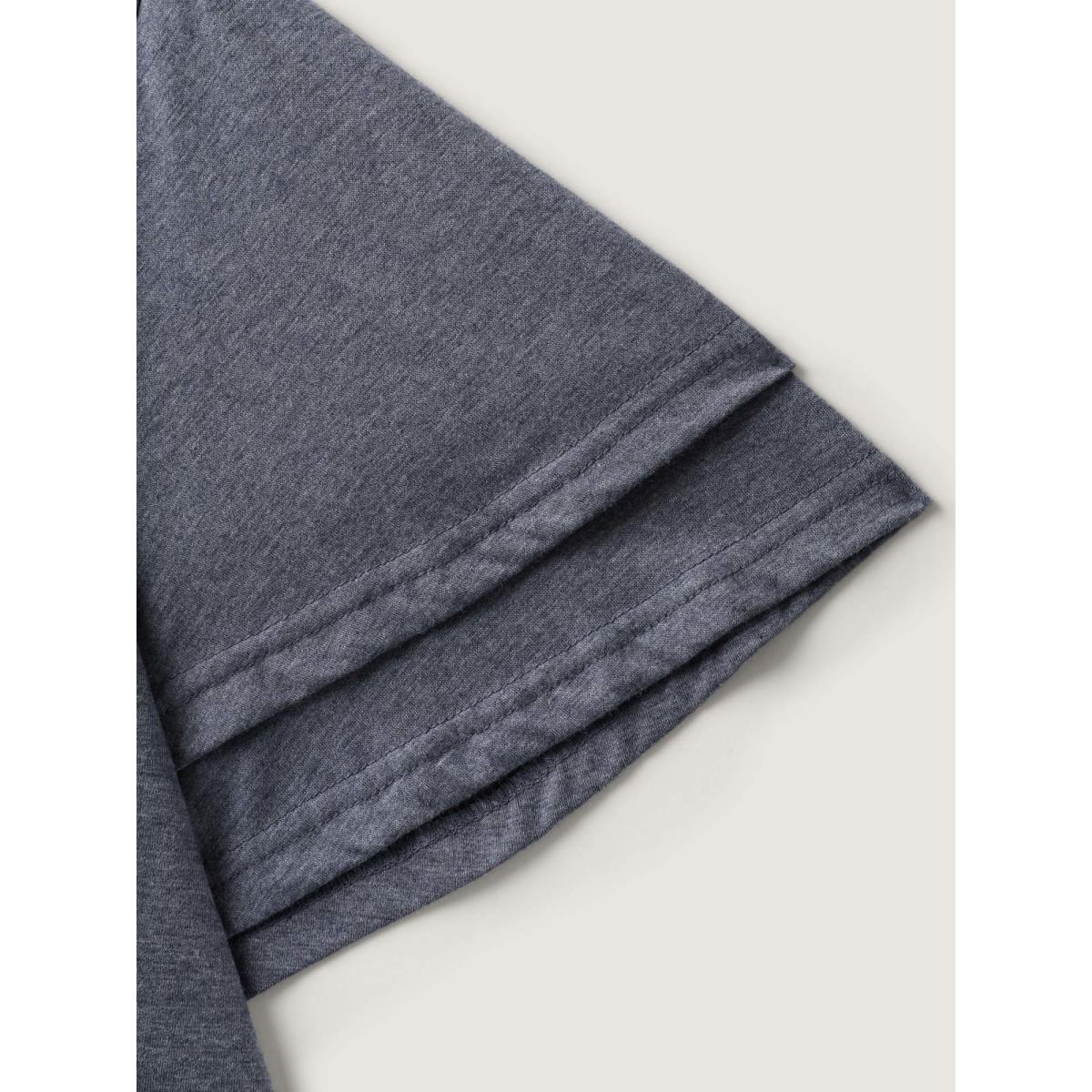 Plus Size Layered Sleeve Lace Neck Solid T-Shirt Stone Women Leisure Woven ribbon&lace trim V-neck Casual T-shirts BloomChic 28/5X Product Image