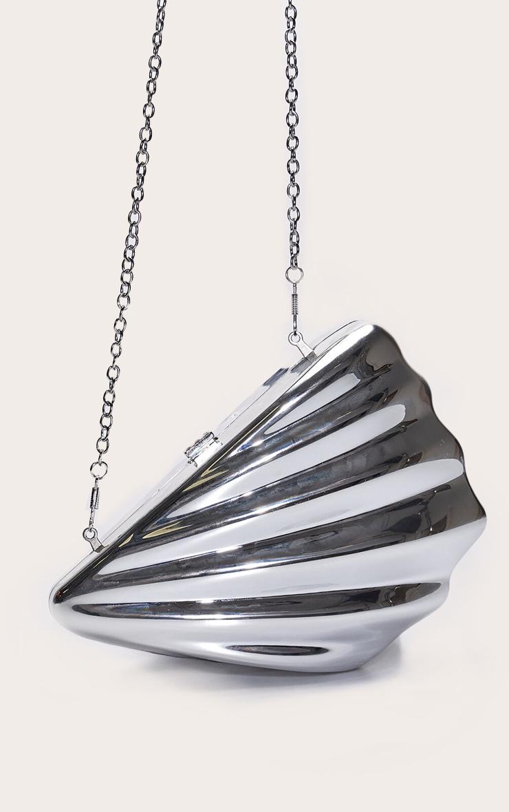 Silver Abstract Shell Hard Clutch Bag Product Image