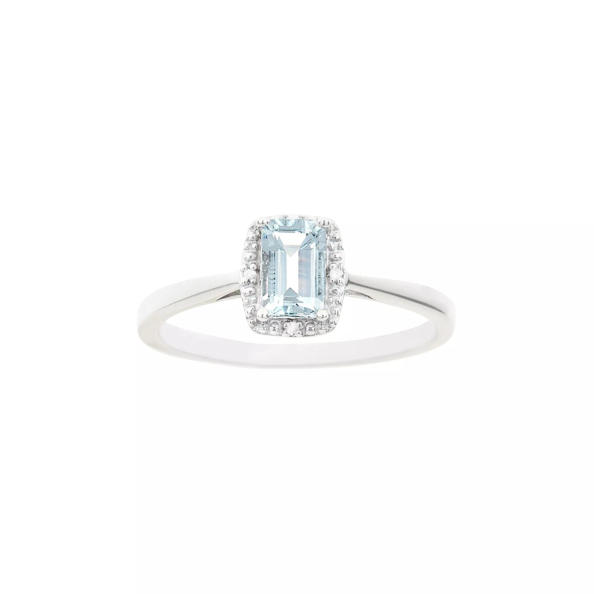 Celebration Gems Sterling Silver White Topaz & Diamond Accent Rectangle Halo Ring, Women's,  Product Image