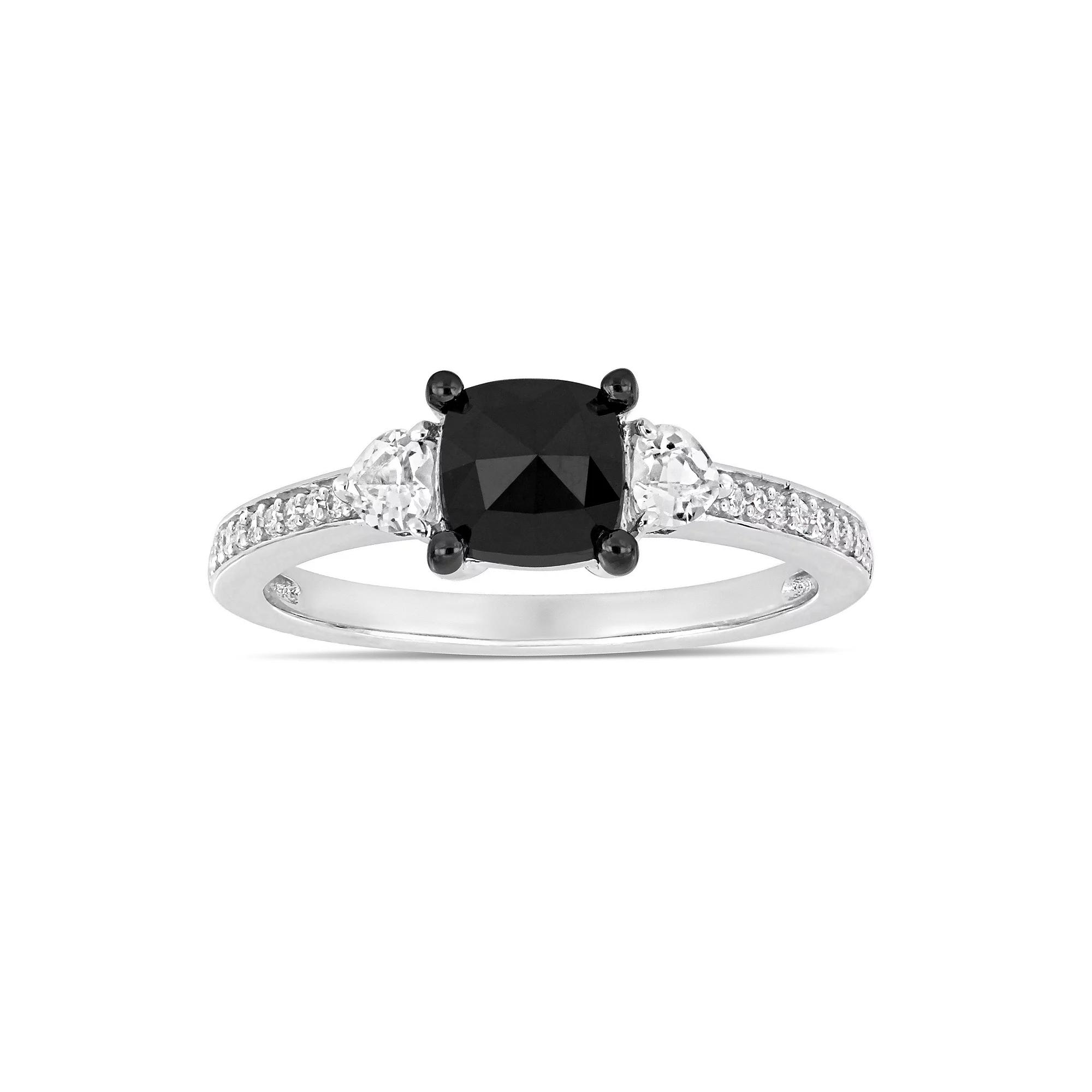 Stella Grace 10k White Gold 1 1/10 Carat T.W. Black & White Diamond Engagement Ring, Women's,  Product Image