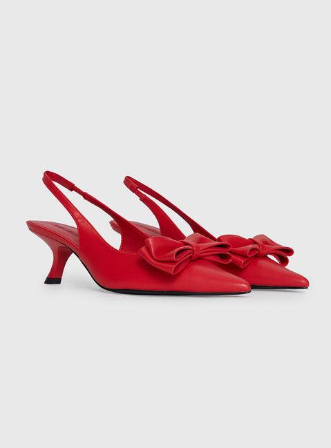 Janna Pointed Toe Heels Red Product Image