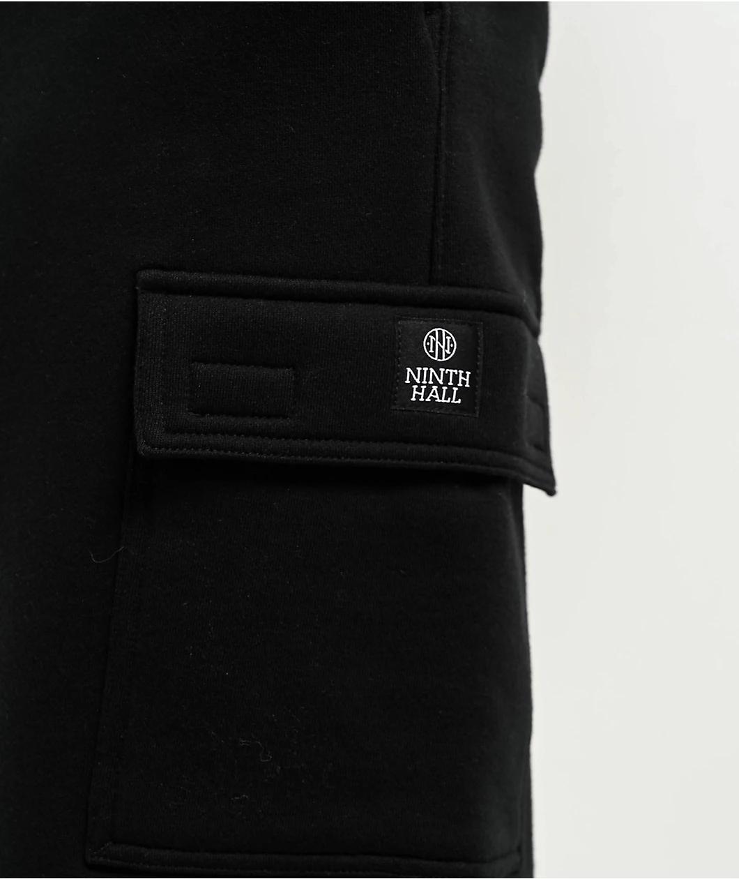 Ninth Hall Fundamentals Black Cargo Skate Sweat Shorts Product Image