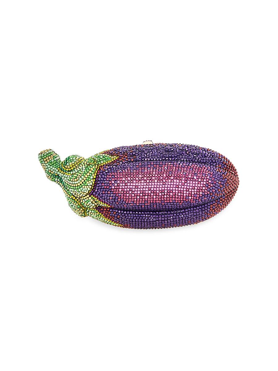 Womens Eggplant Crystal-Embellished Clutch Product Image