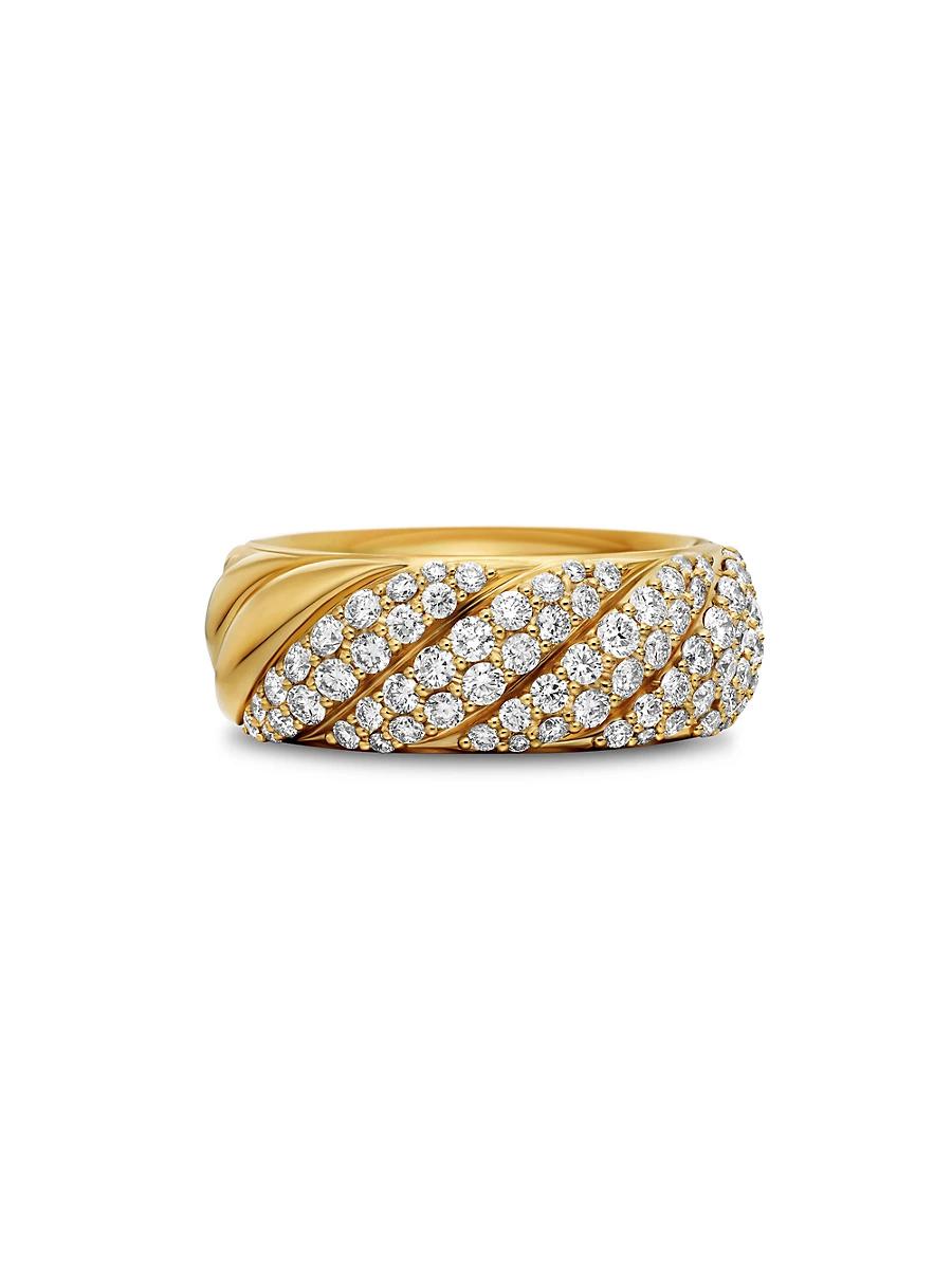 Womens Sculpted Cable Band Ring in 18K Yellow Gold Product Image