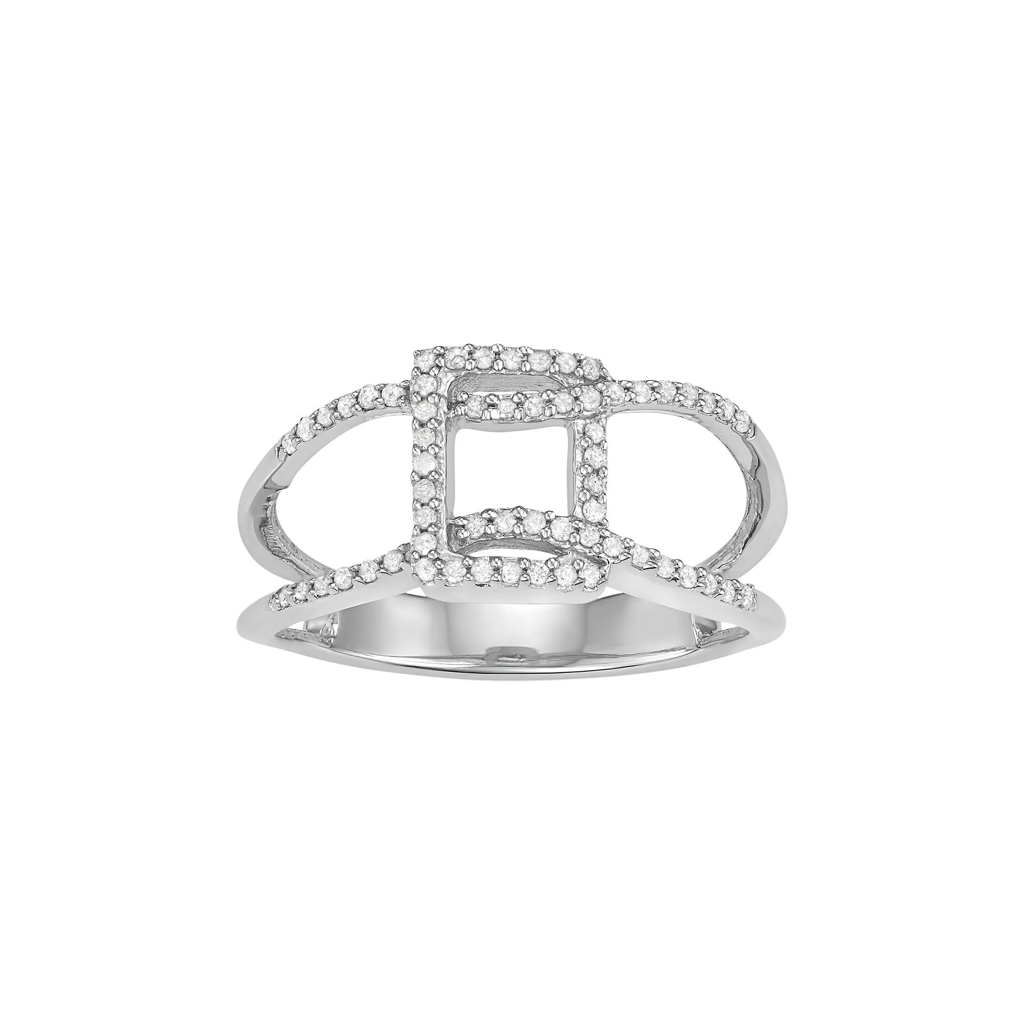 Jewelexcess Sterling Silver 1/5 Carat T.W. Diamond Geometric Ring, Women's, Size: 6, White Product Image