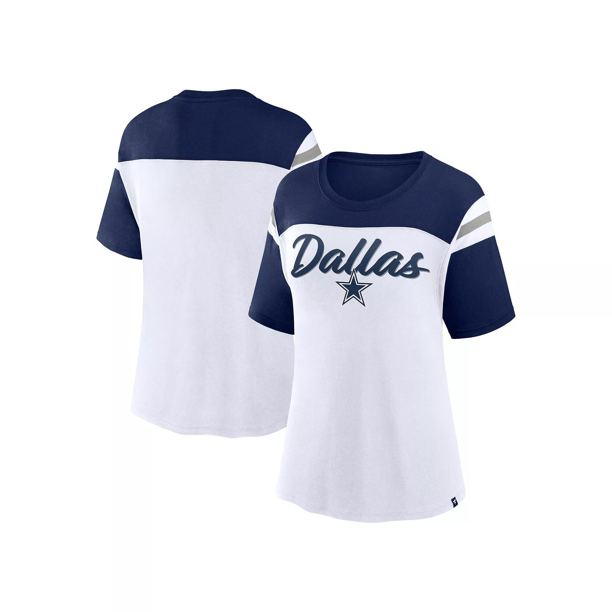 Women's Fanatics White/Navy Dallas Cowboys Cheer Chant Fashion T-Shirt, Size: XL Product Image