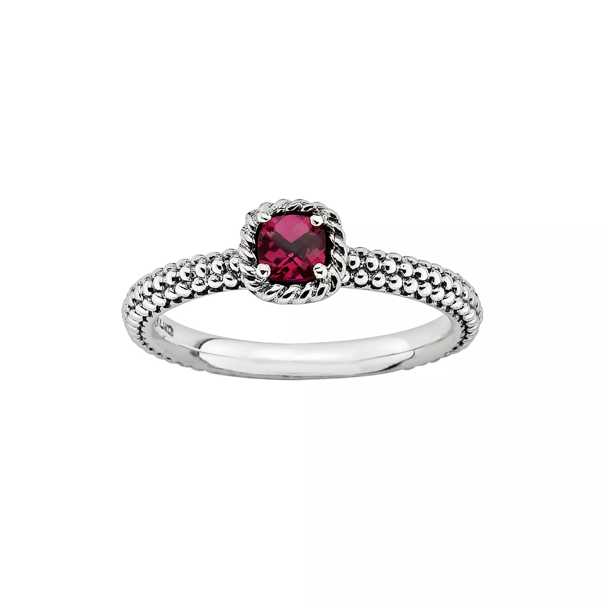 Stacks & Stones Sterling Silver Lab-Created Ruby Stack Ring, Women's, Size: 5, Red Product Image