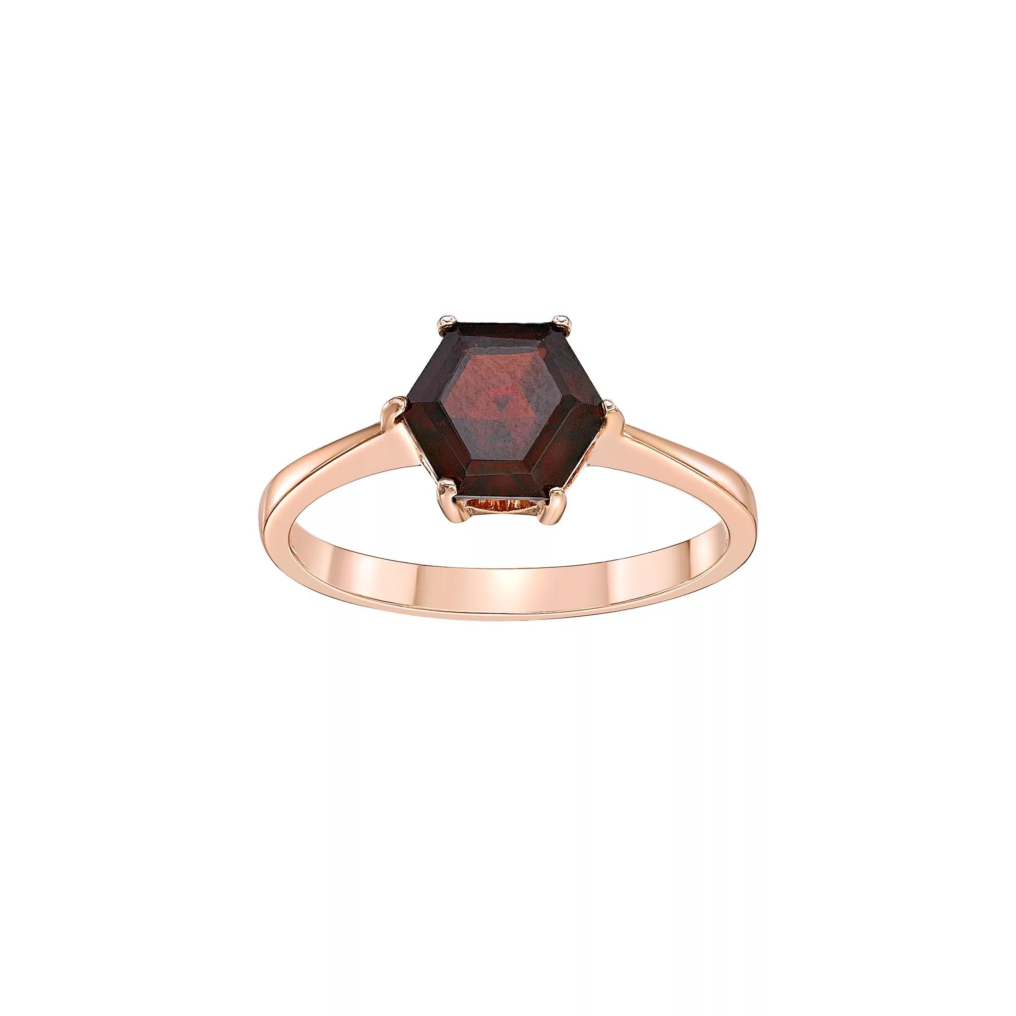 Gemminded 14k Rose Gold Over Silver Garnet Ring, Women's, Size: 7, Pink Tone Product Image