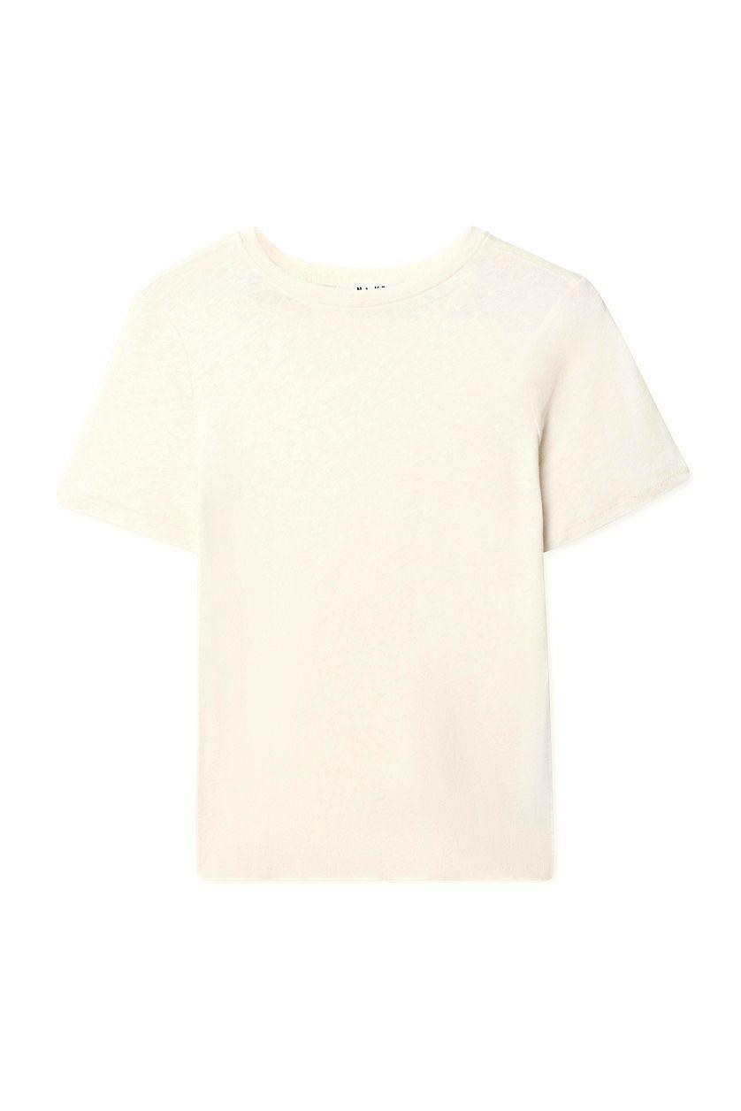 Round Neck Linen Blend Tee Product Image