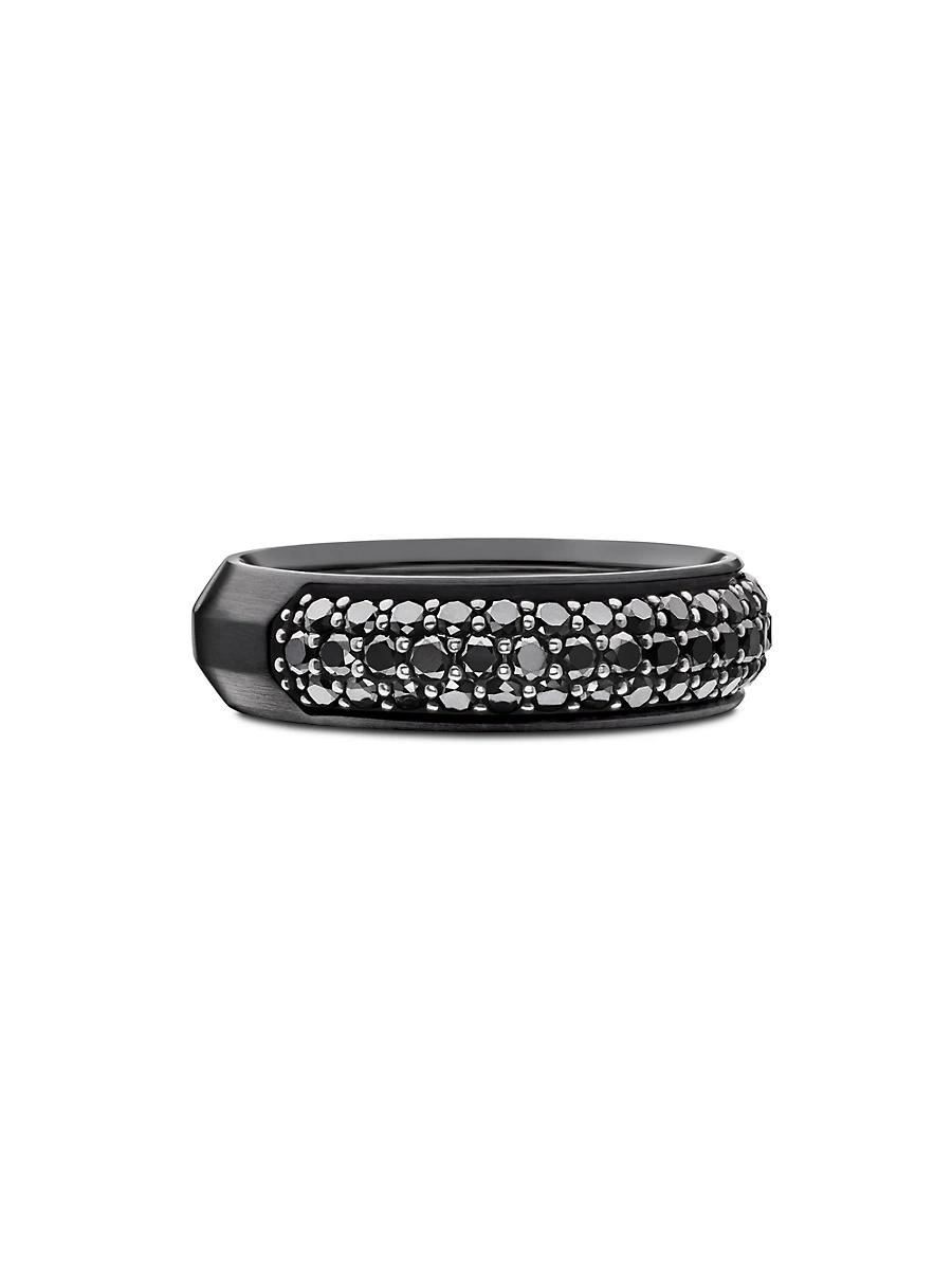 Mens Beveled Band Ring in Black Titanium Product Image