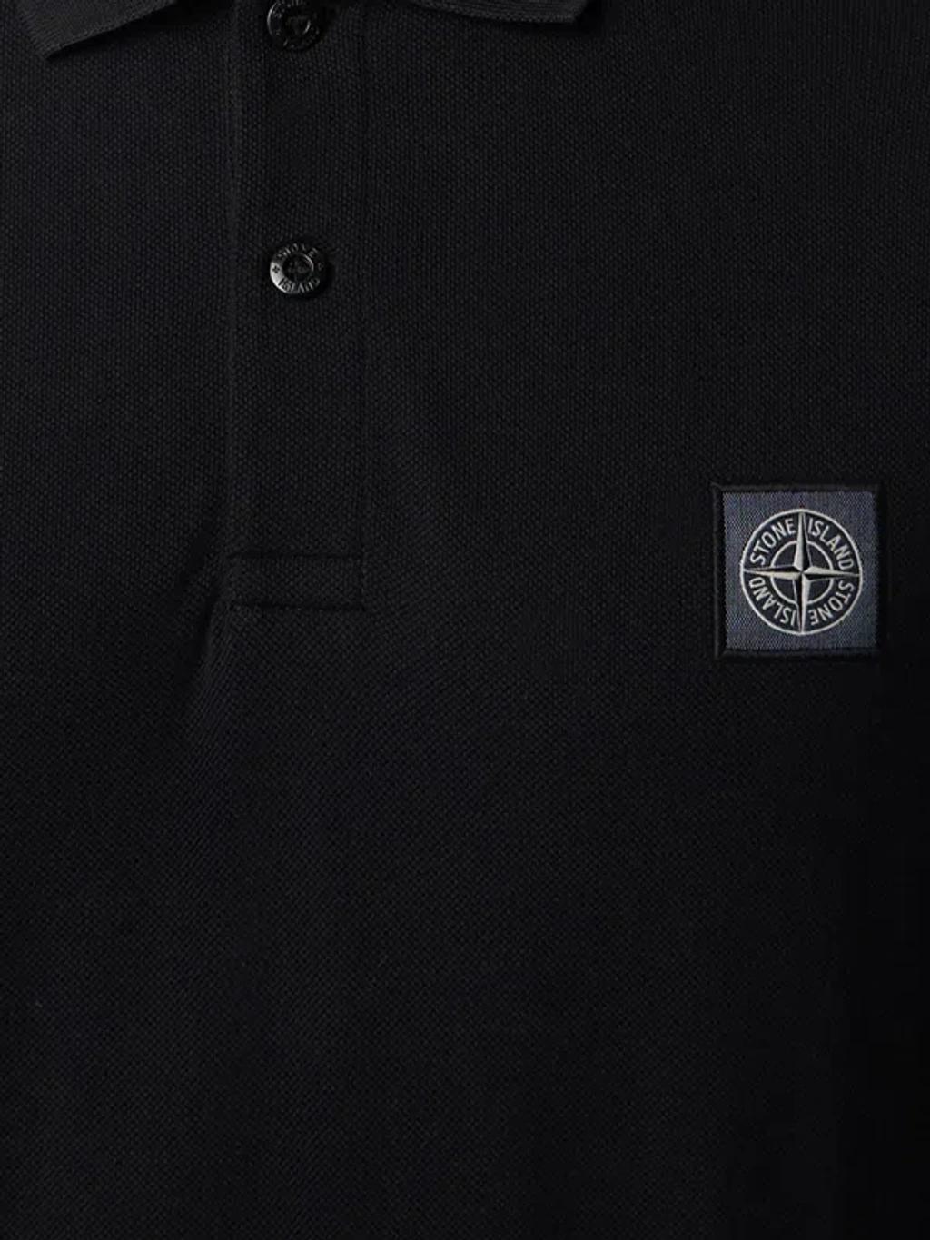 STONE ISLAND Mens Black Brand-patch Regular-fit Stretch-cotton Polo Shirt Xl Product Image