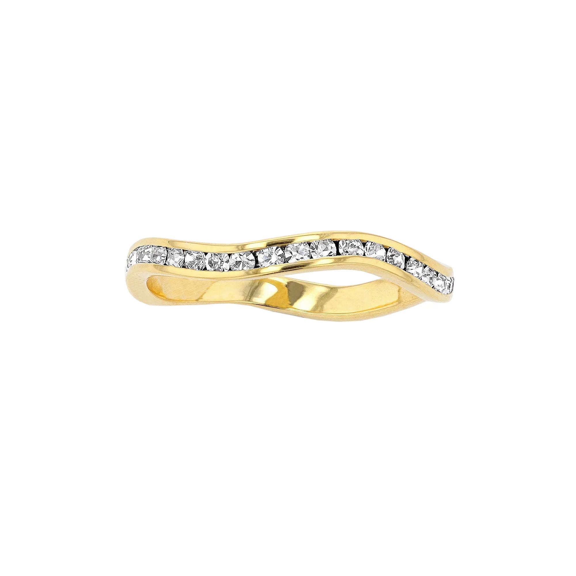 Traditions Jewelry Company 18k Gold Over Silver Birthstone Crystal Wave Ring, Womens Gold Over Sterling Apr Product Image