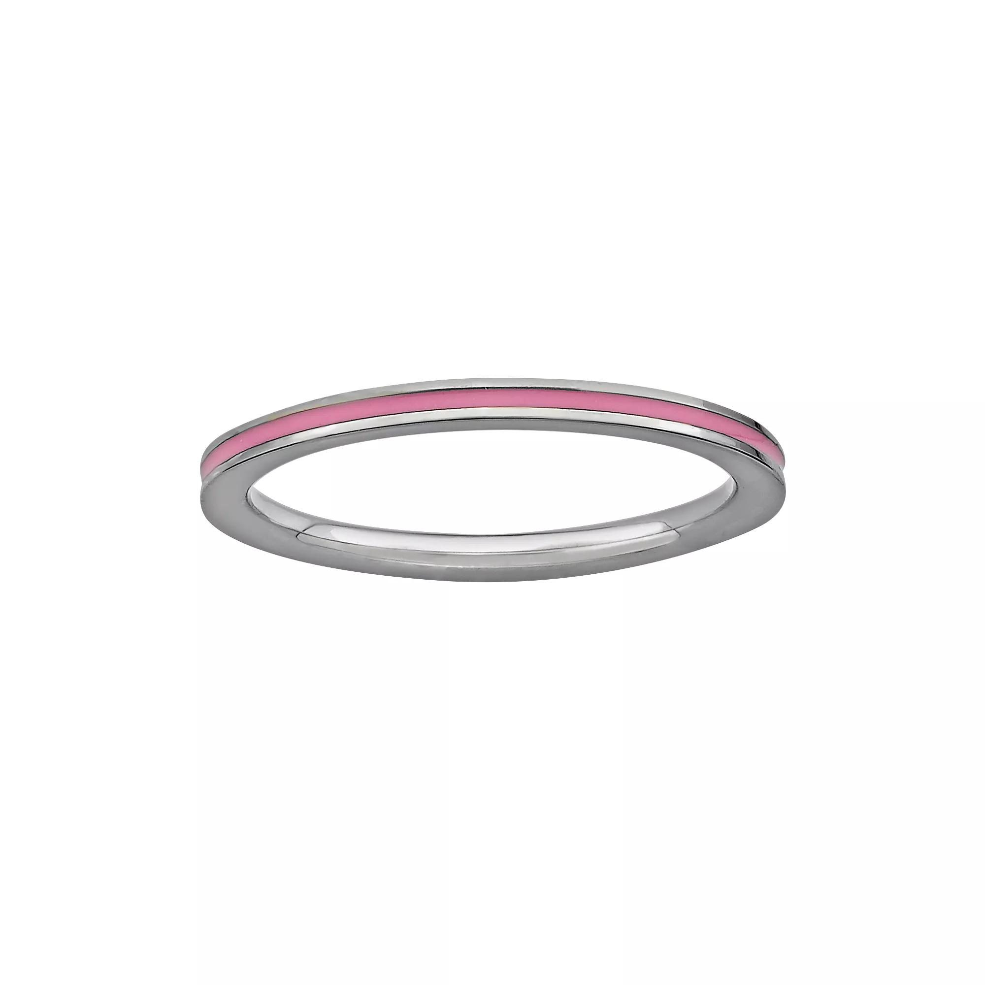 Stacks & Stones Sterling Silver Pink Enamel Stack Ring, Women's, Size: 9 Product Image