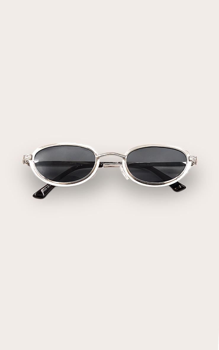 Silver Lifted Oval Frame Sunglasses Product Image