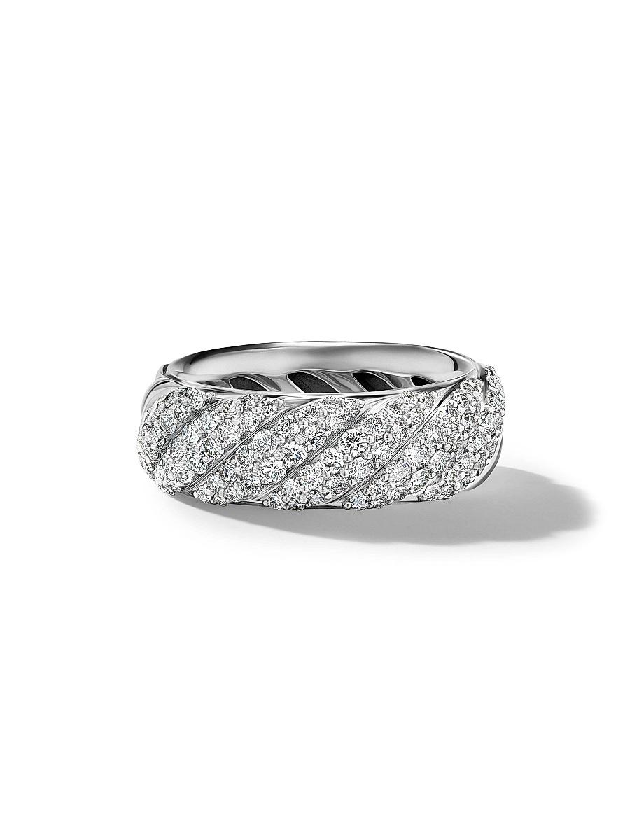Womens Sculpted Cable Band Ring in Sterling Silver Product Image