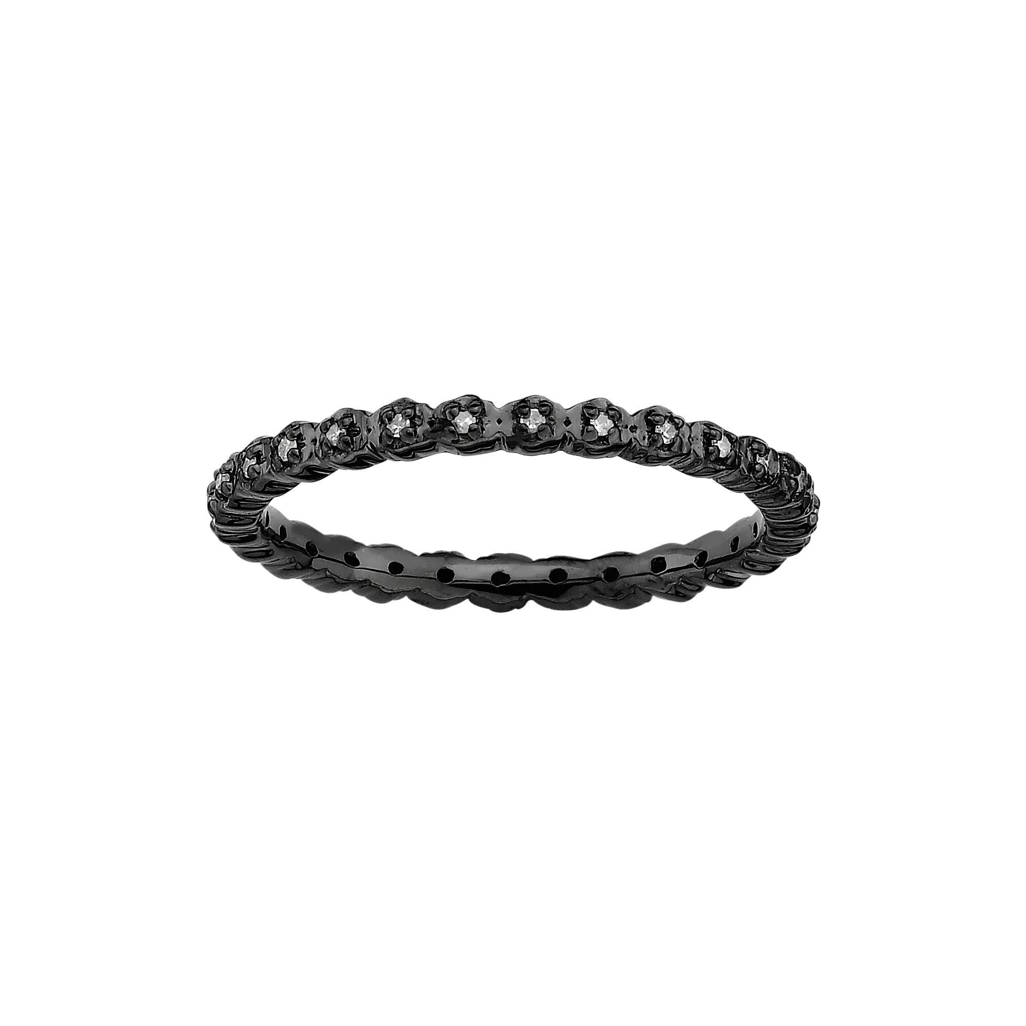 Stacks & Stones Ruthenium-Plated Sterling Silver Diamond Accent Stack Ring, Women's, Size: 8 Product Image