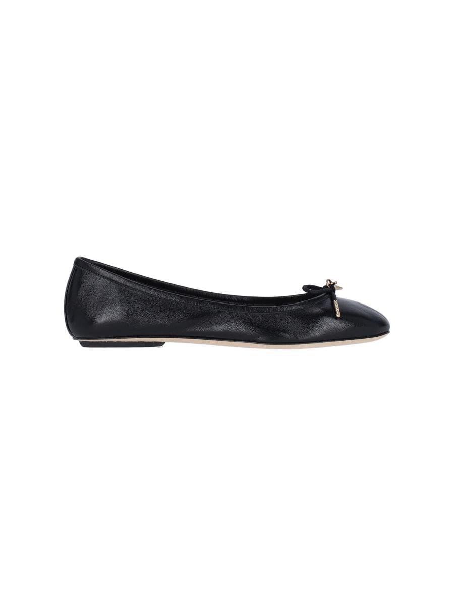 CHLOÉ Bow Detail Round Toe Flat Sole Ballerina Shoes In Black Product Image