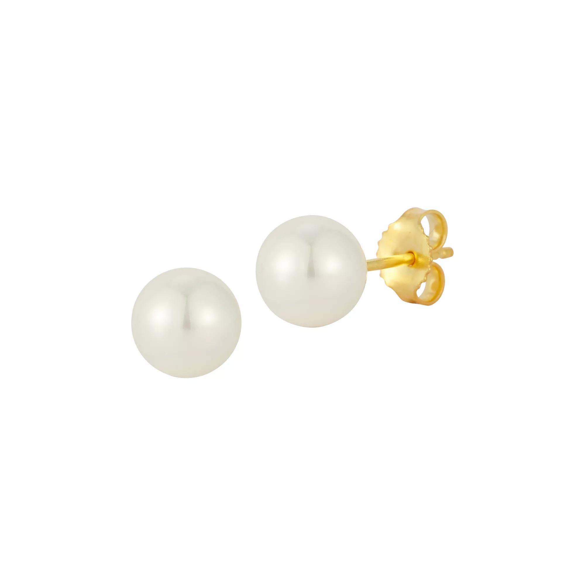 Sunkissed Sterling Freshwater Cultured Pearl Stud Earrings, Women's, Gold Tone Product Image
