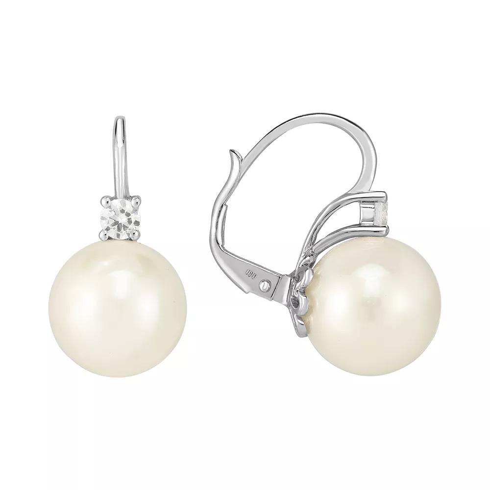 Oro Leoni Sterling Silver Shell & Cubic Zirconia Drop Earrings, Women's Product Image