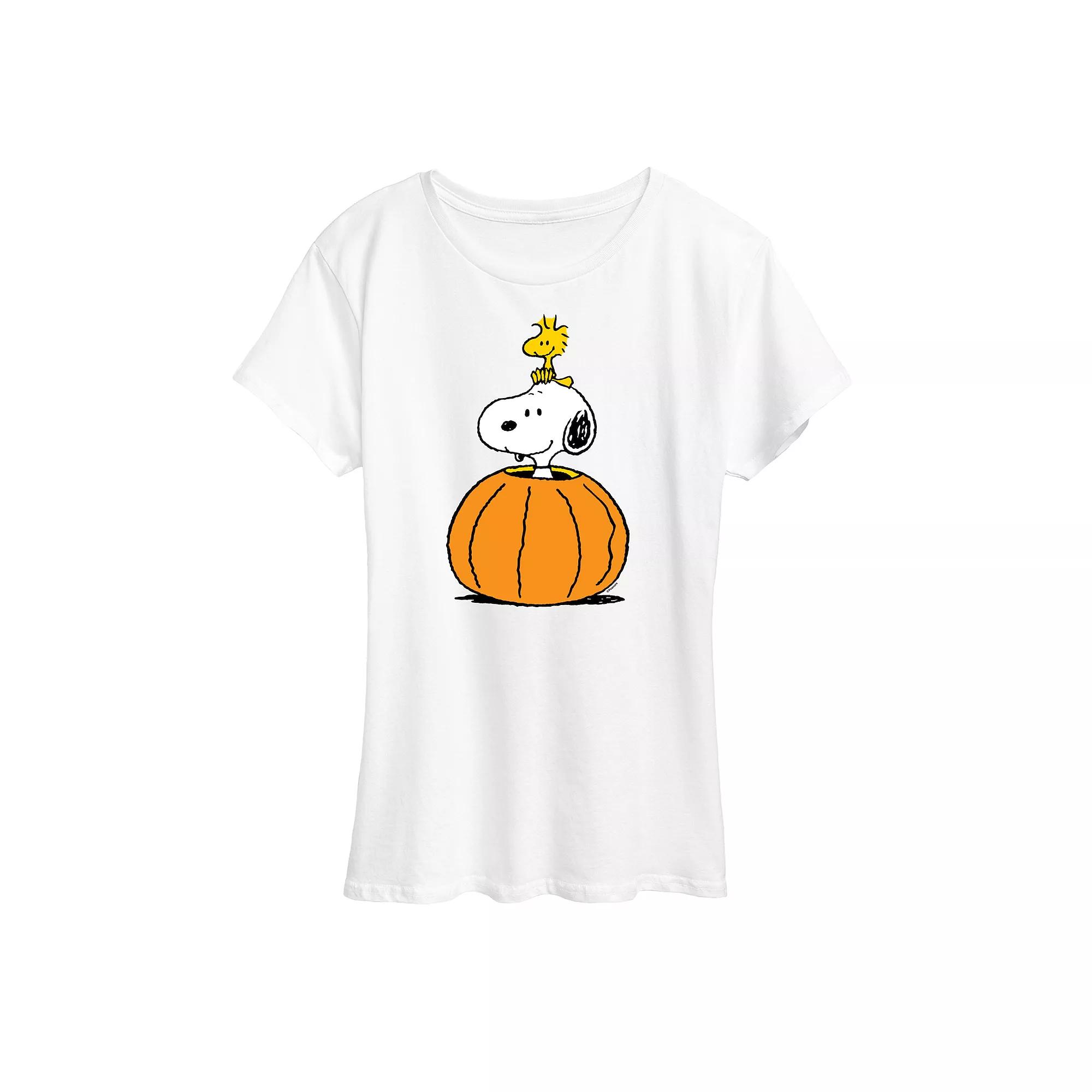 Women's Peanuts Snoopy & Woodstock Pumpkin Graphic Tee,  Product Image