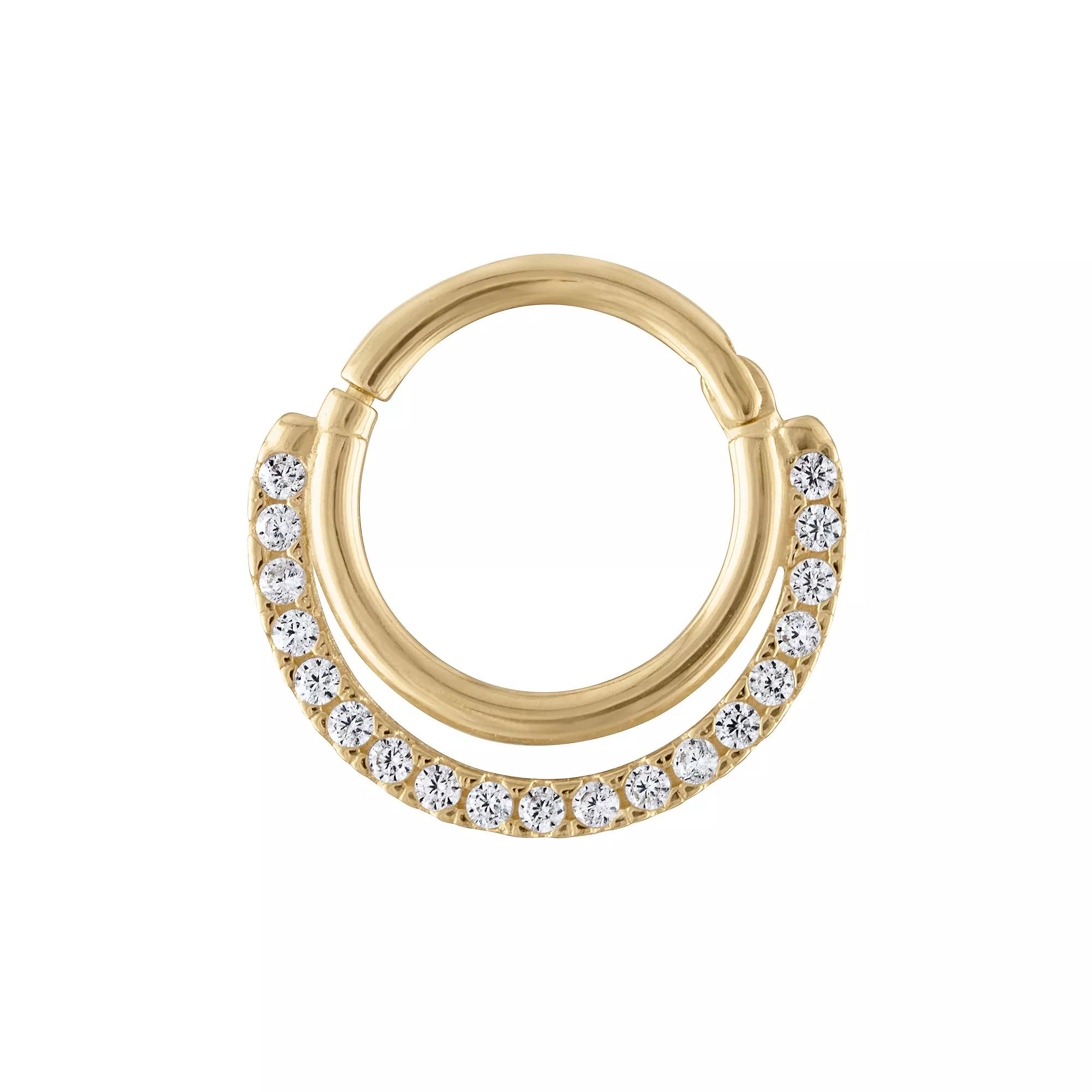 Amella Jewels 14k Gold Cubic Zirconia Double Layer Septum Ring, Women's Product Image