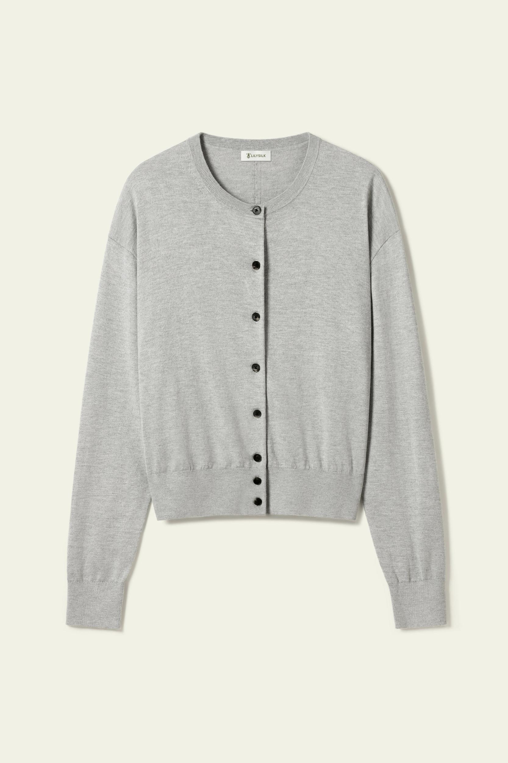 Round-neck Silk Cashmere Cardigan Product Image