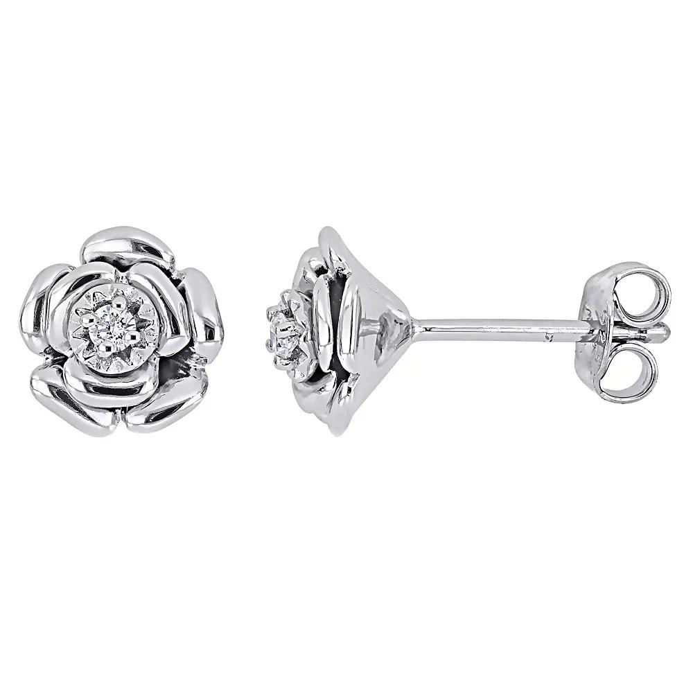 Stella Grace Sterling Silver Diamond Accent Flower Stud Earrings, Women's Product Image