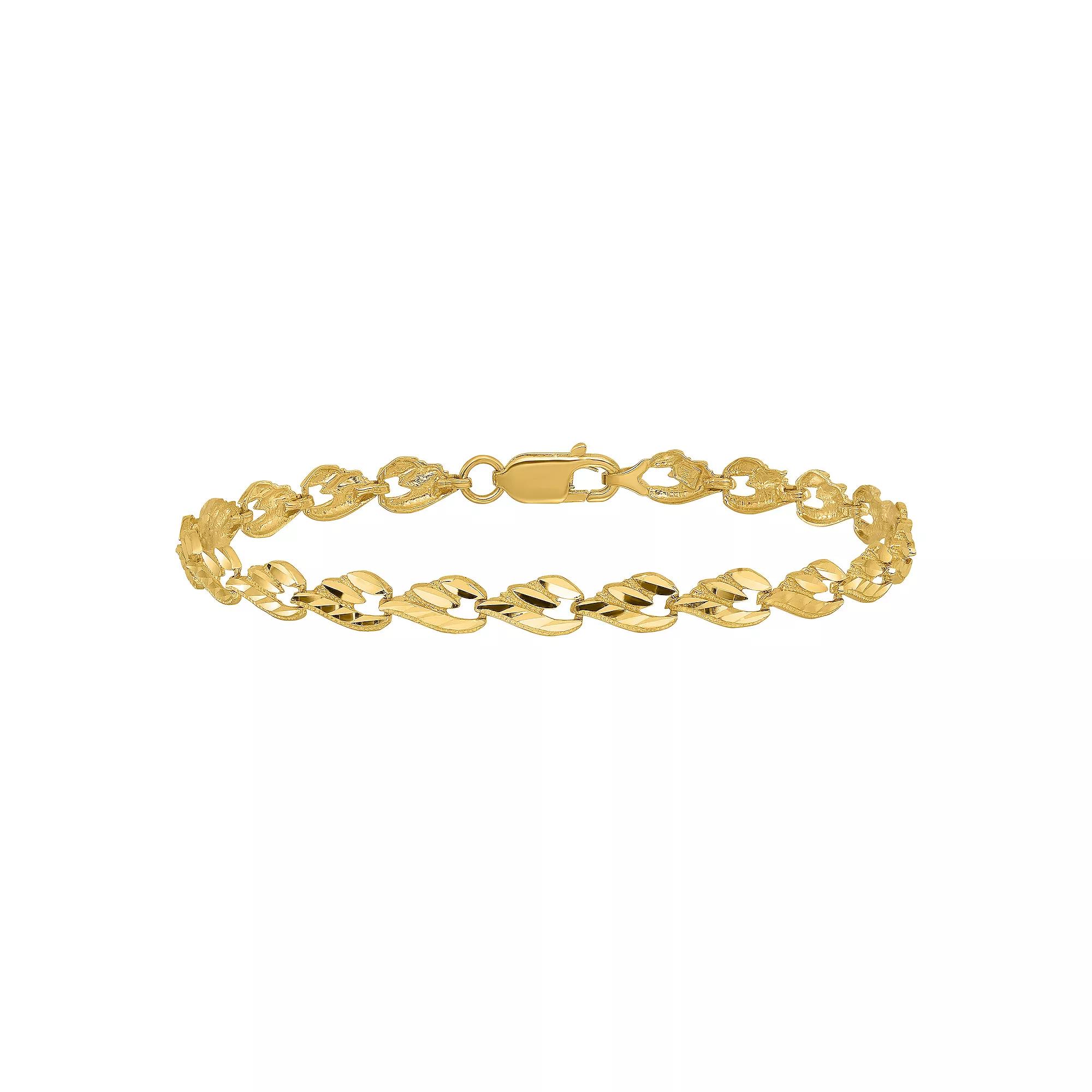 14k Gold Leaf Bracelet, Women's, Size: 7" Product Image