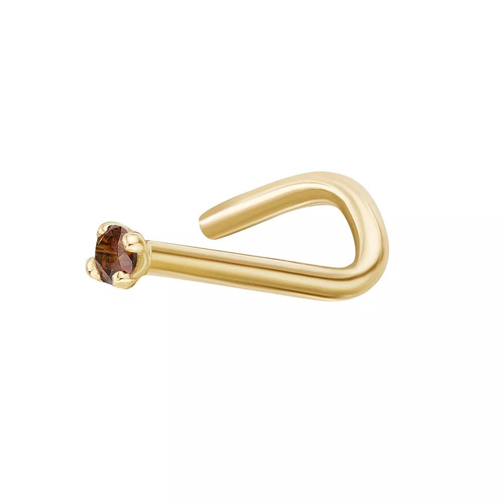 Lila Moon 14k Gold Brown Diamond Accent Nose Stud, Women's Product Image